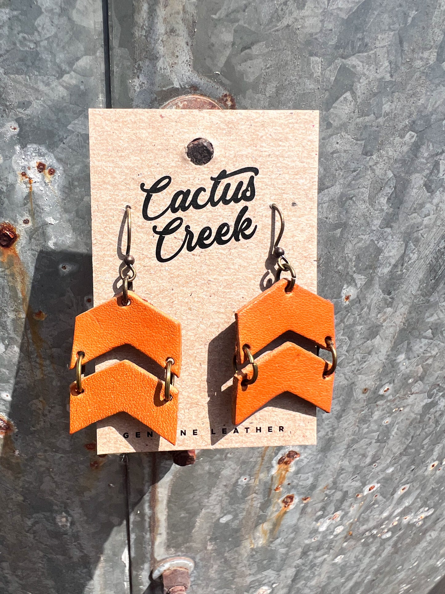 Rey Chevron Leather Earrings