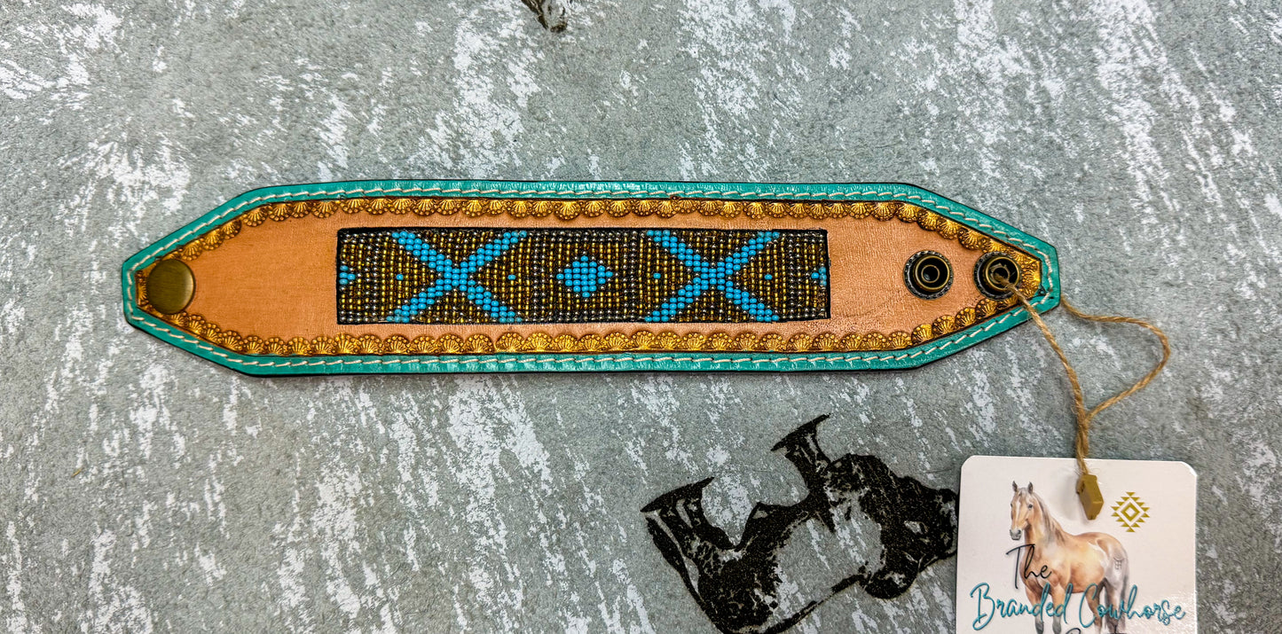 Turquoise Beaded Cuff Bracelet