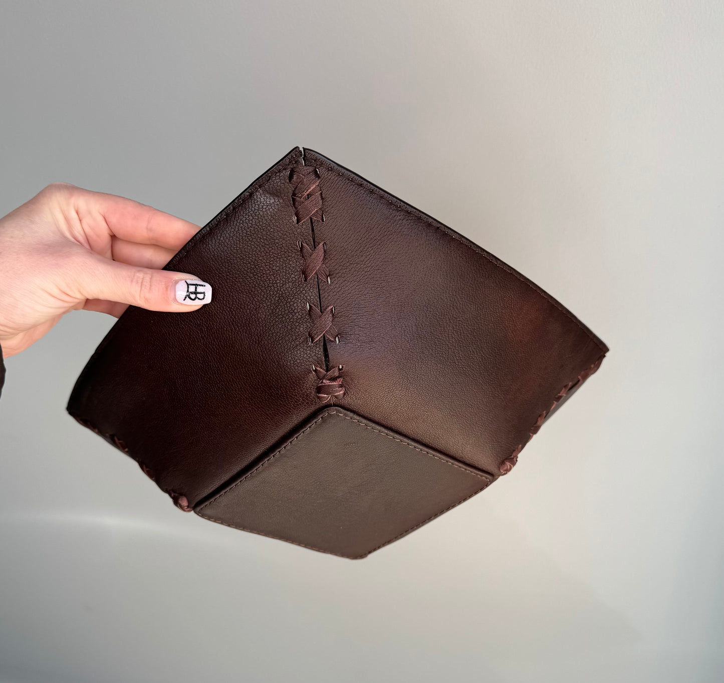 Genuine Leather Tooled Basket