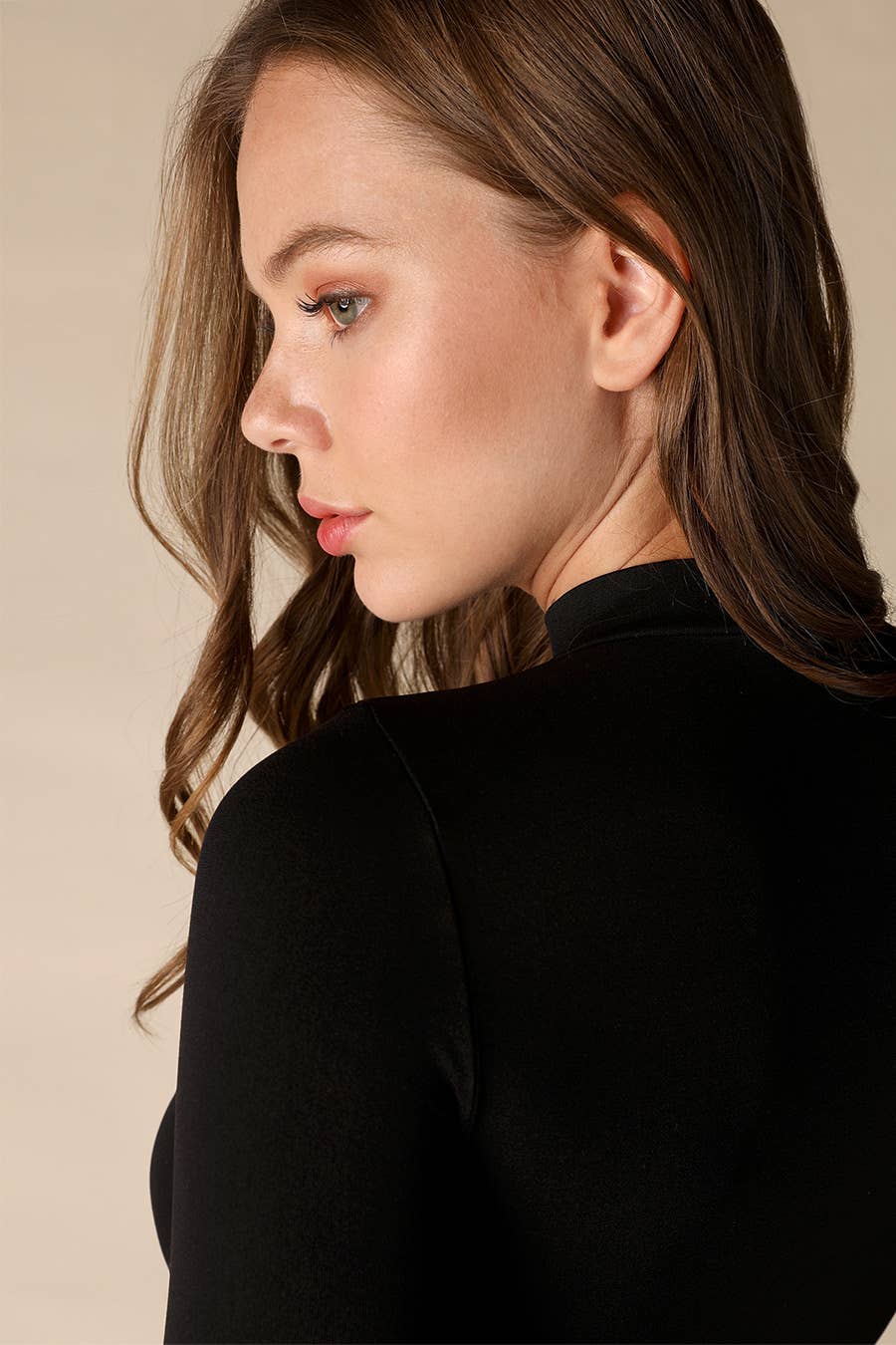 Black Mock Neck Crop Top