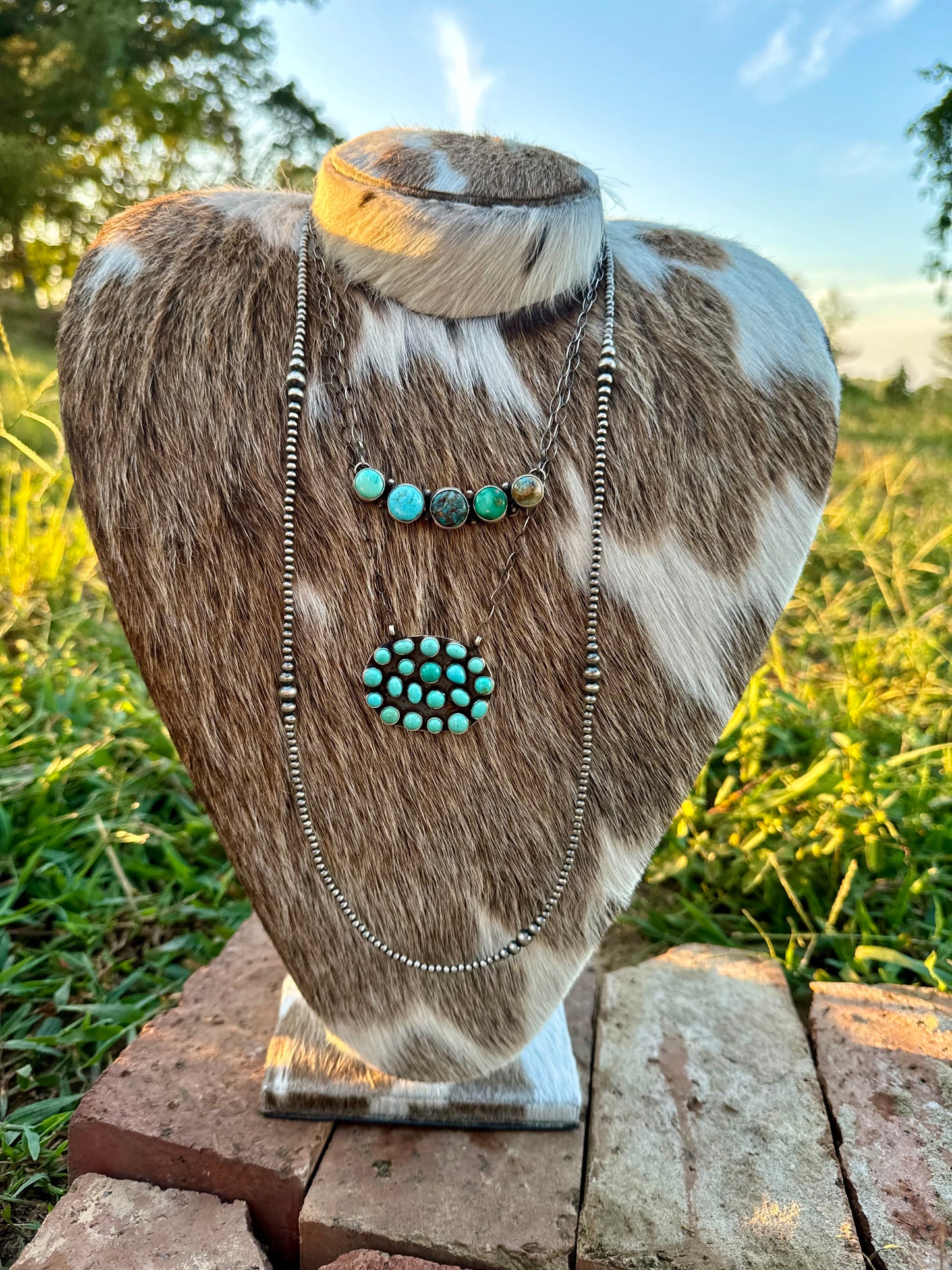 5 Stone Turquoise Bar Necklace