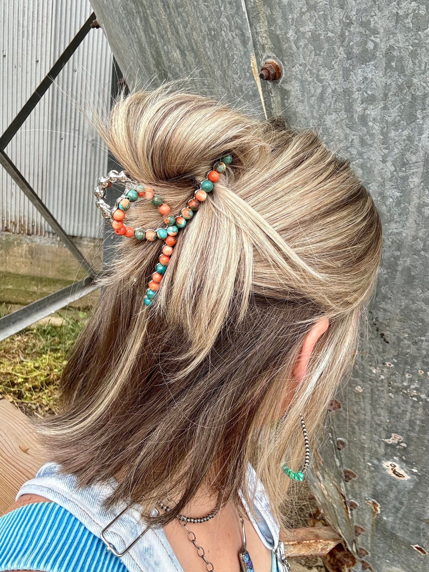 Natural Stones On Metal Claw Clip