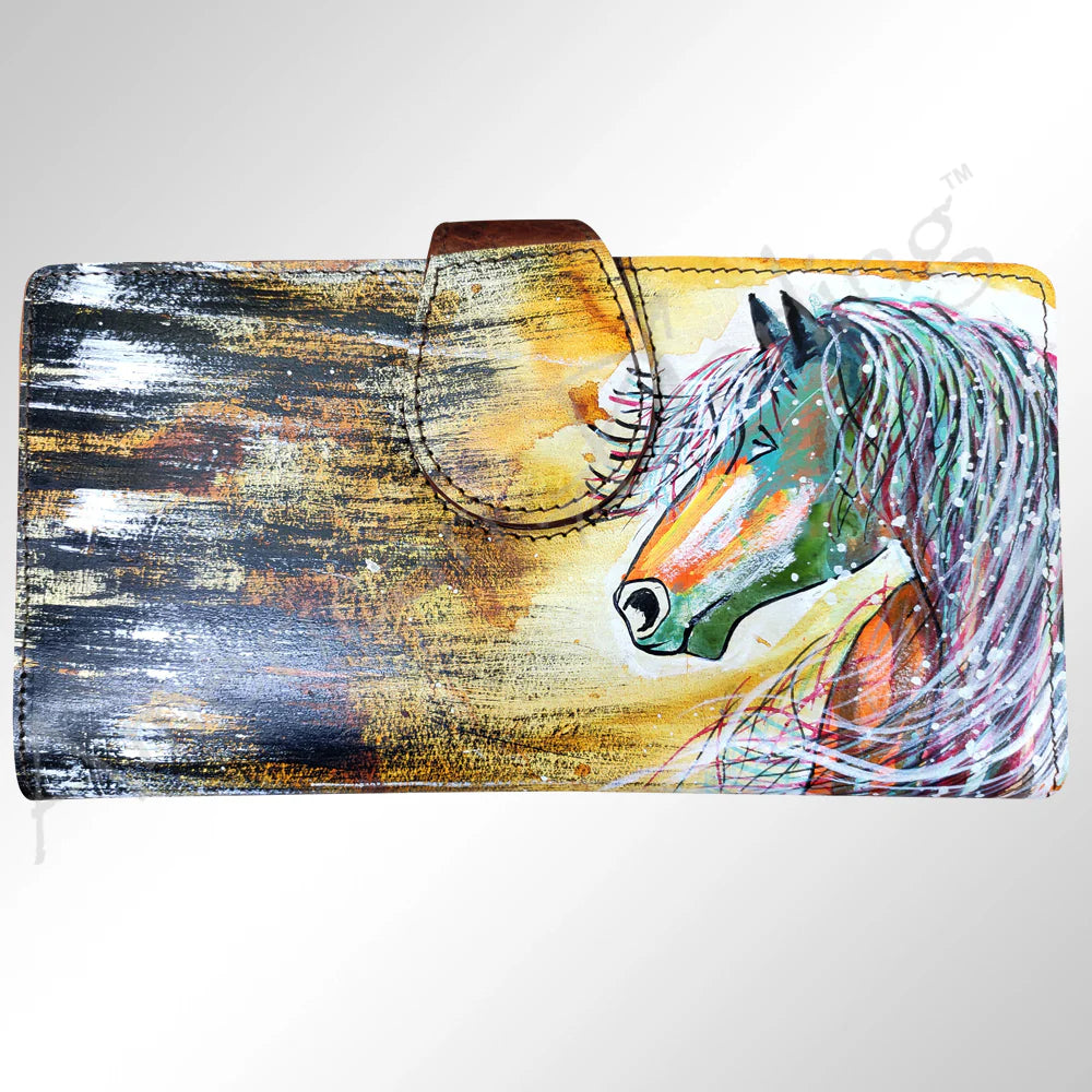 Hand Painted Majestic Horse Wristlet Wallet