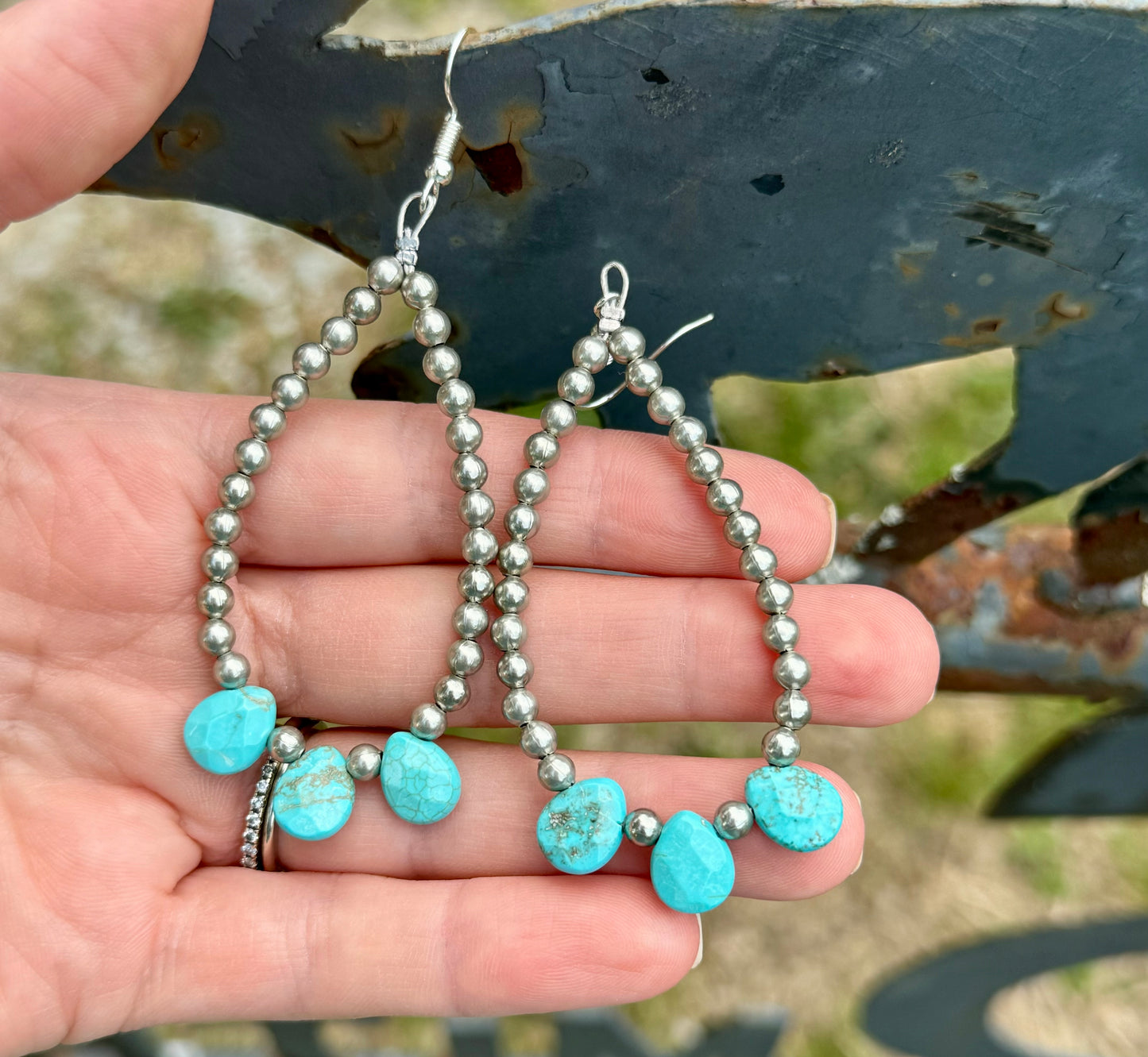 Magnesite Turquoise Tear Drop Earrings