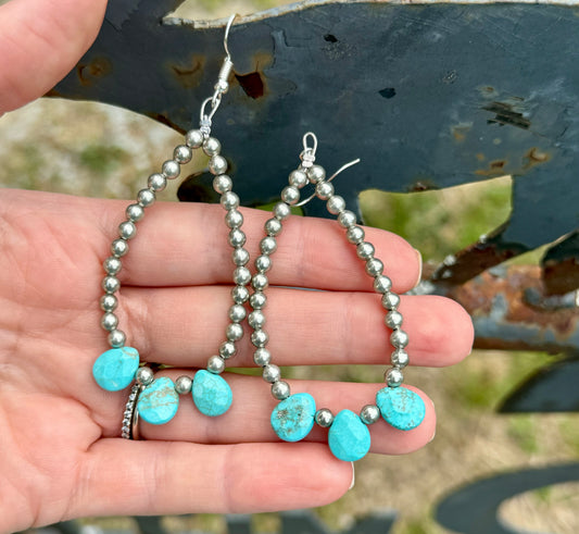 Magnesite Turquoise Tear Drop Earrings