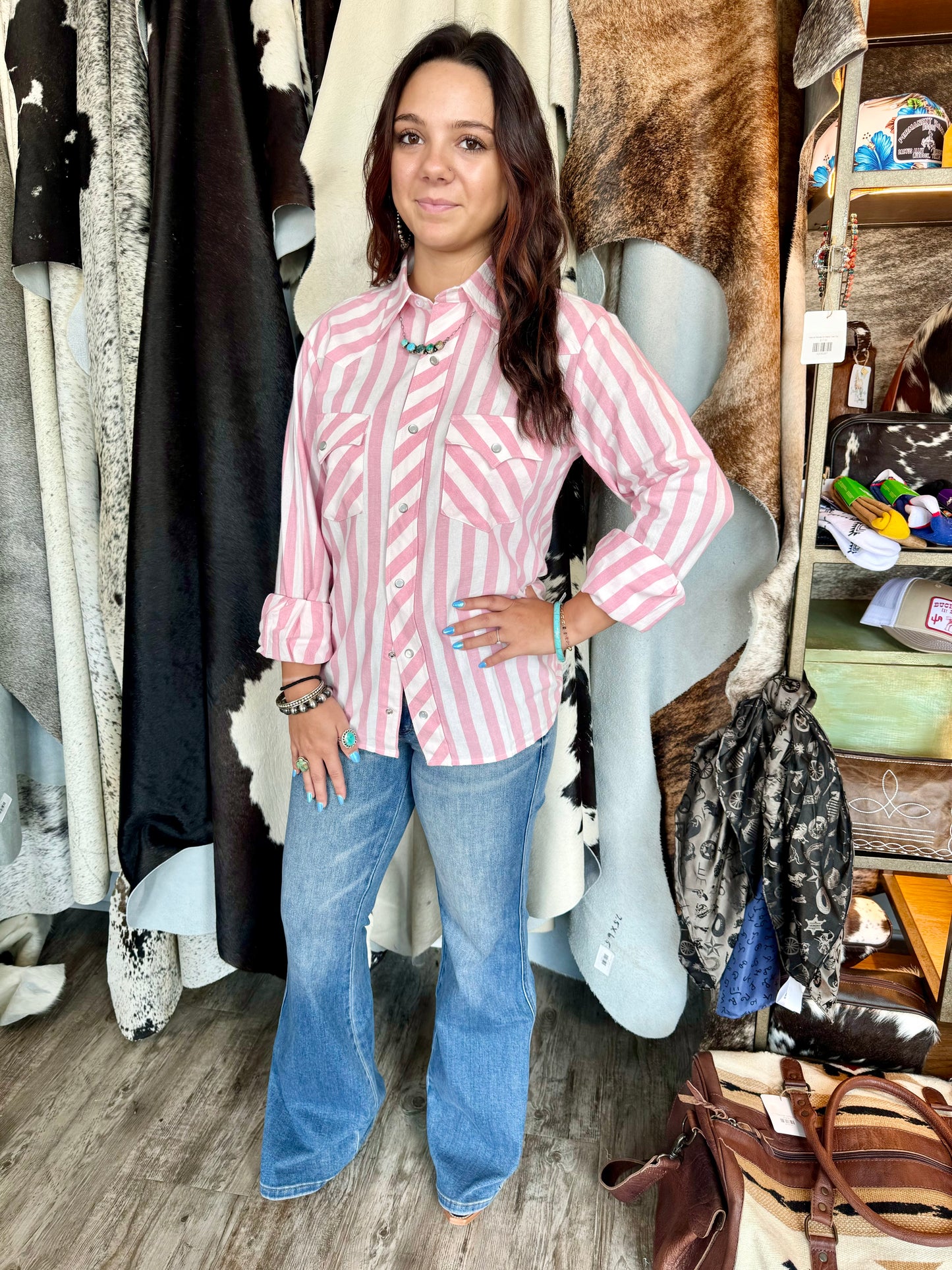 Cowgirl Candy Stripe Button Up