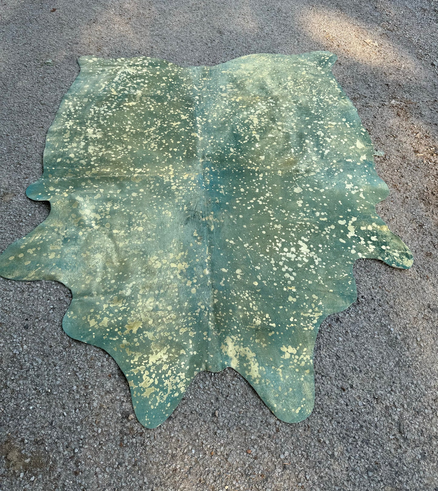 Acid Washed Gold/Turquoise Cowhide Rug