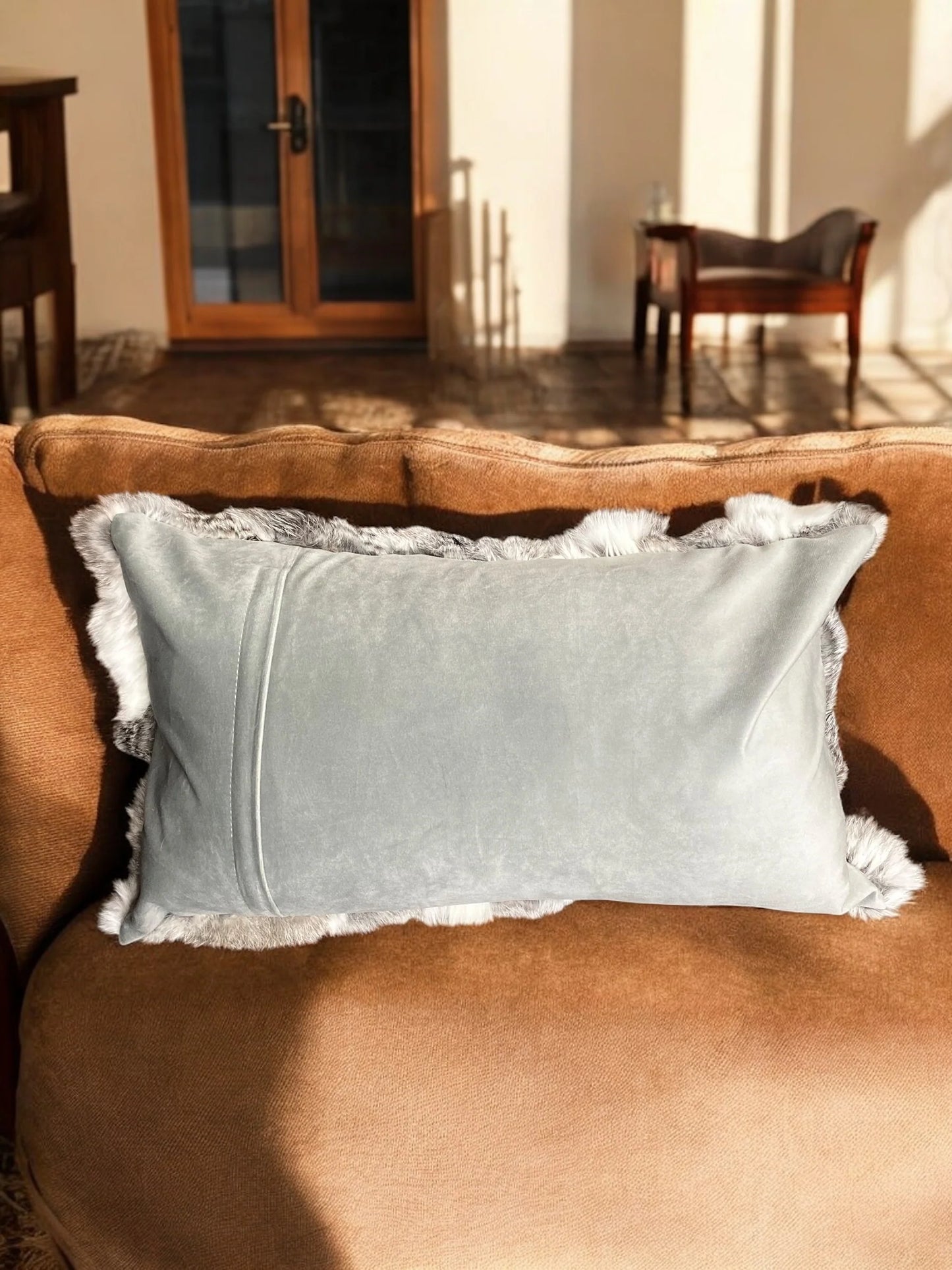 Grey & White Lumbar Pillow