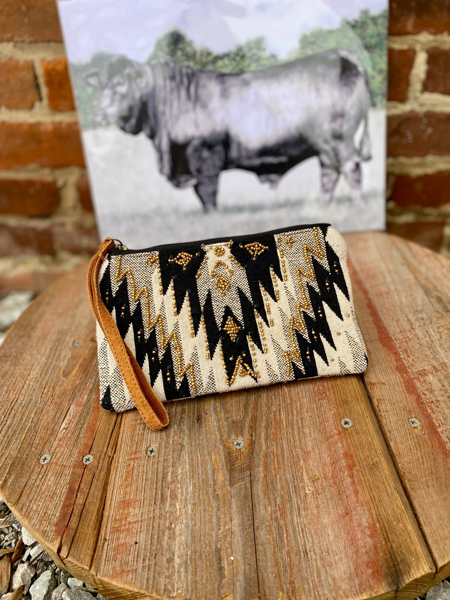 Aztec Beaded Zipper Pouch