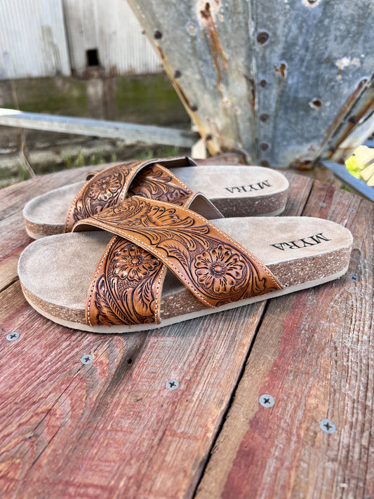 Gracie Hand-Tooled Sandals