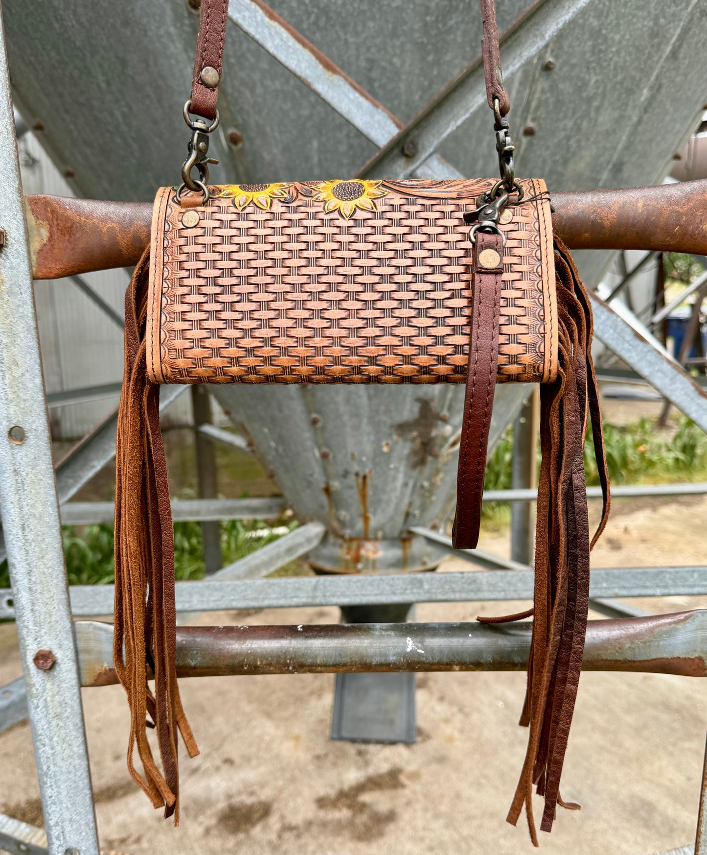 Coyote Calls Leather Tooled Mini Purse