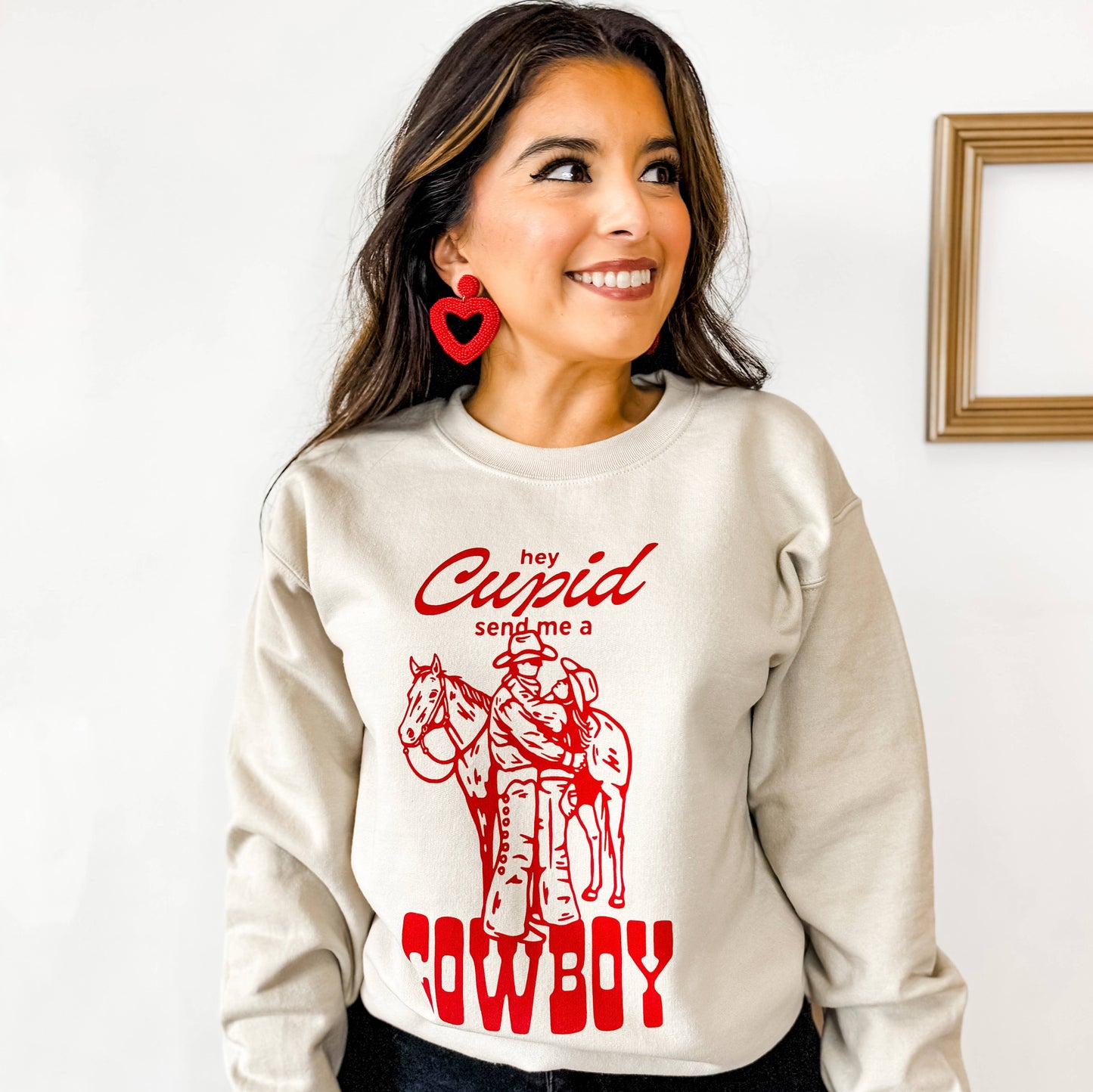 Hey Cupid Cowboy Crewneck Sweatshirt, Valentine's Day Shirt