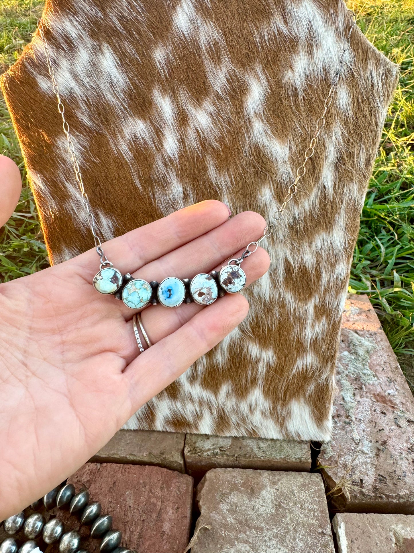 5 Stone Turquoise Bar Necklace