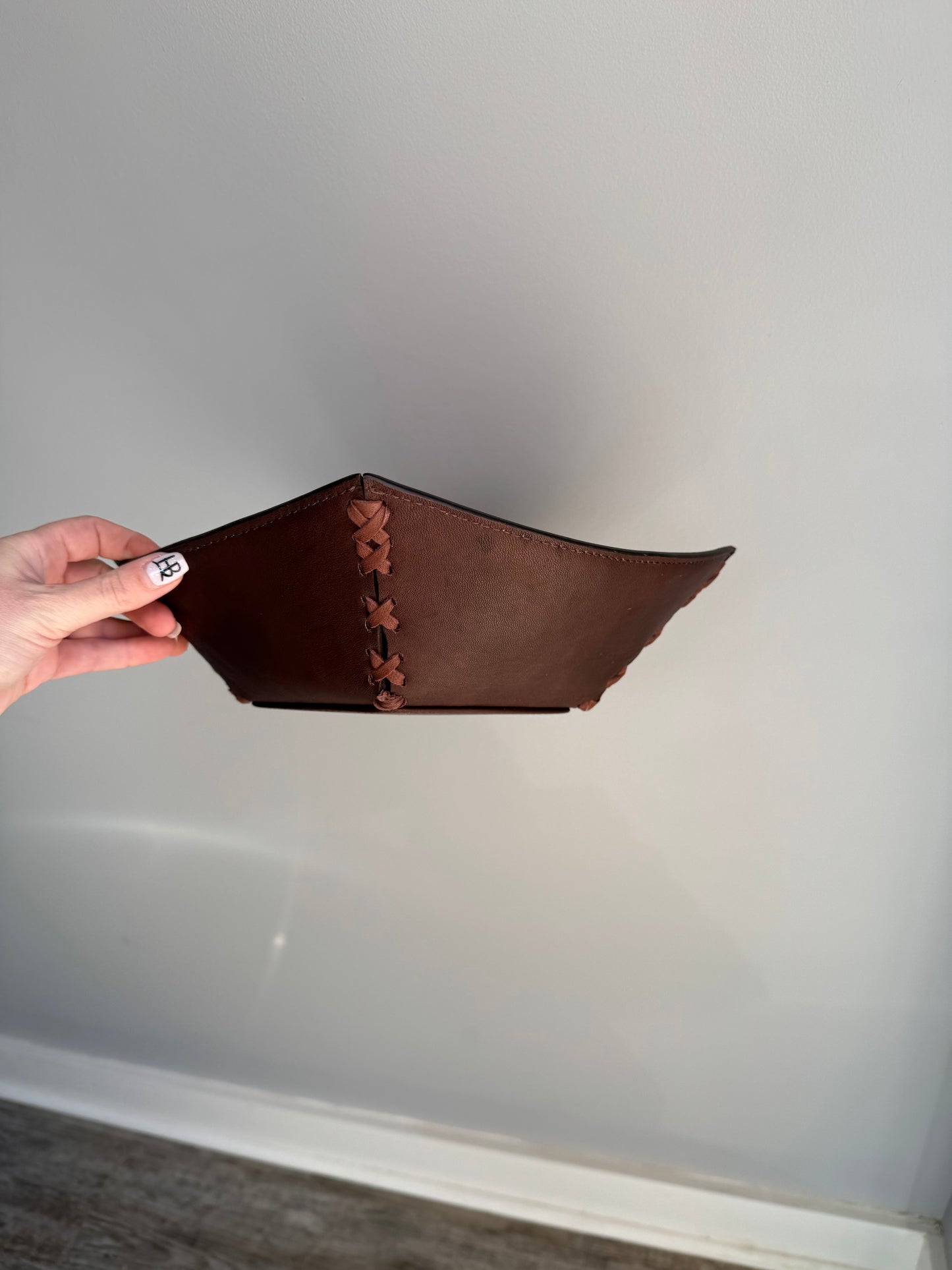 Genuine Leather Tooled Basket