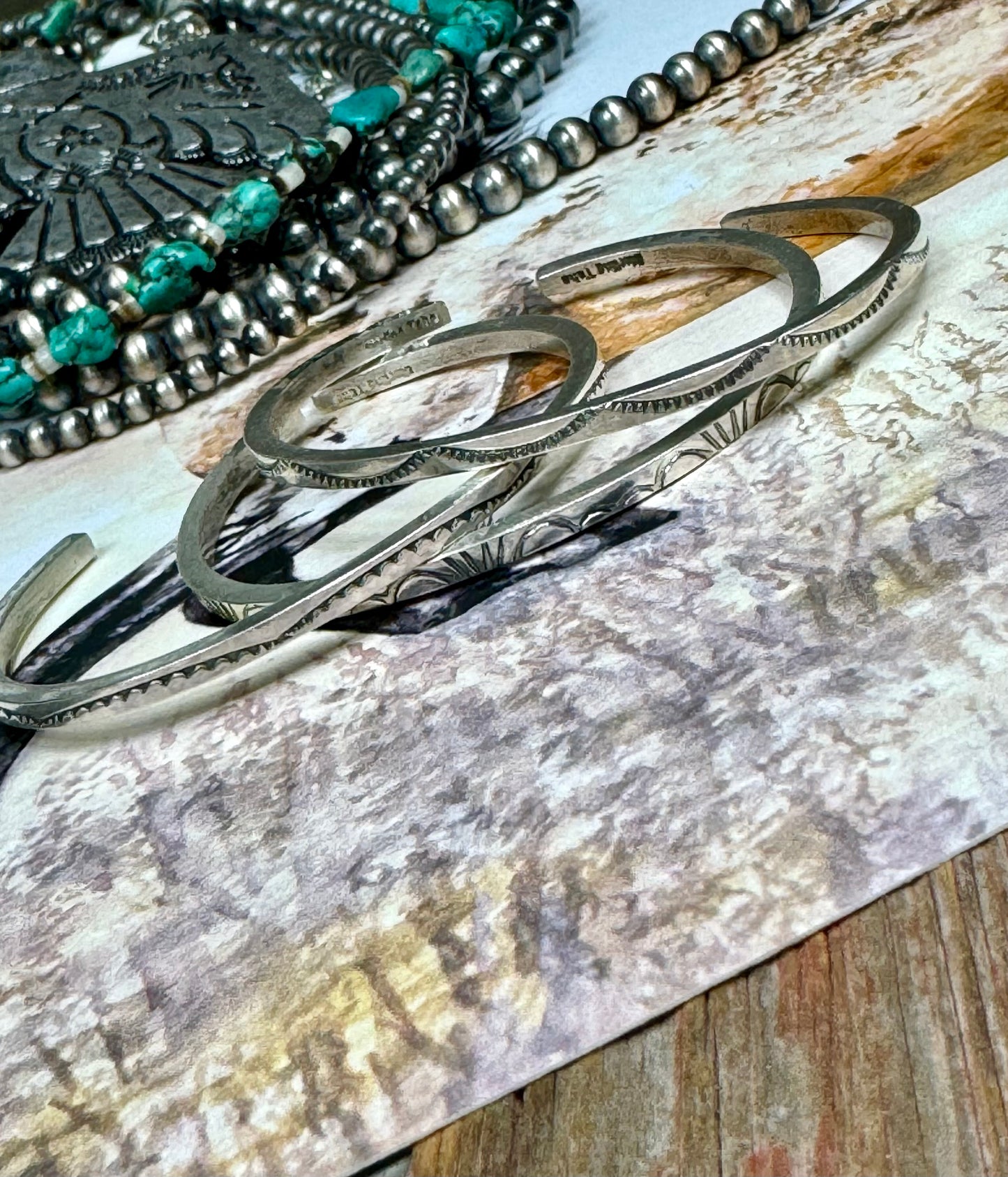 Hand Stamped Silver Cuff