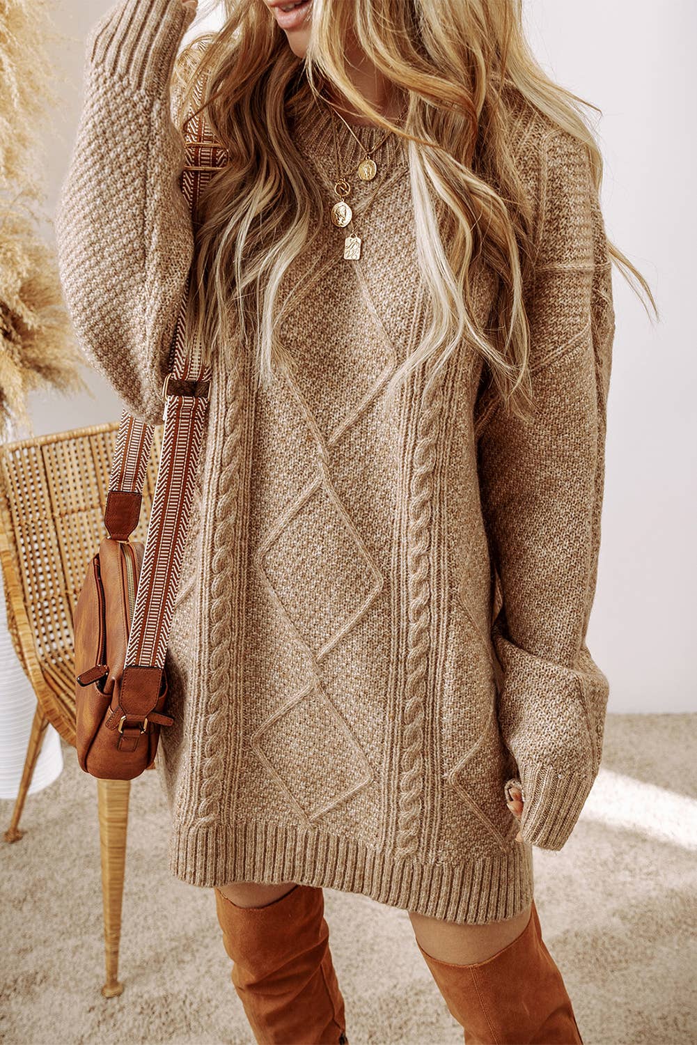 Grace Cable Knit Sweater Dress