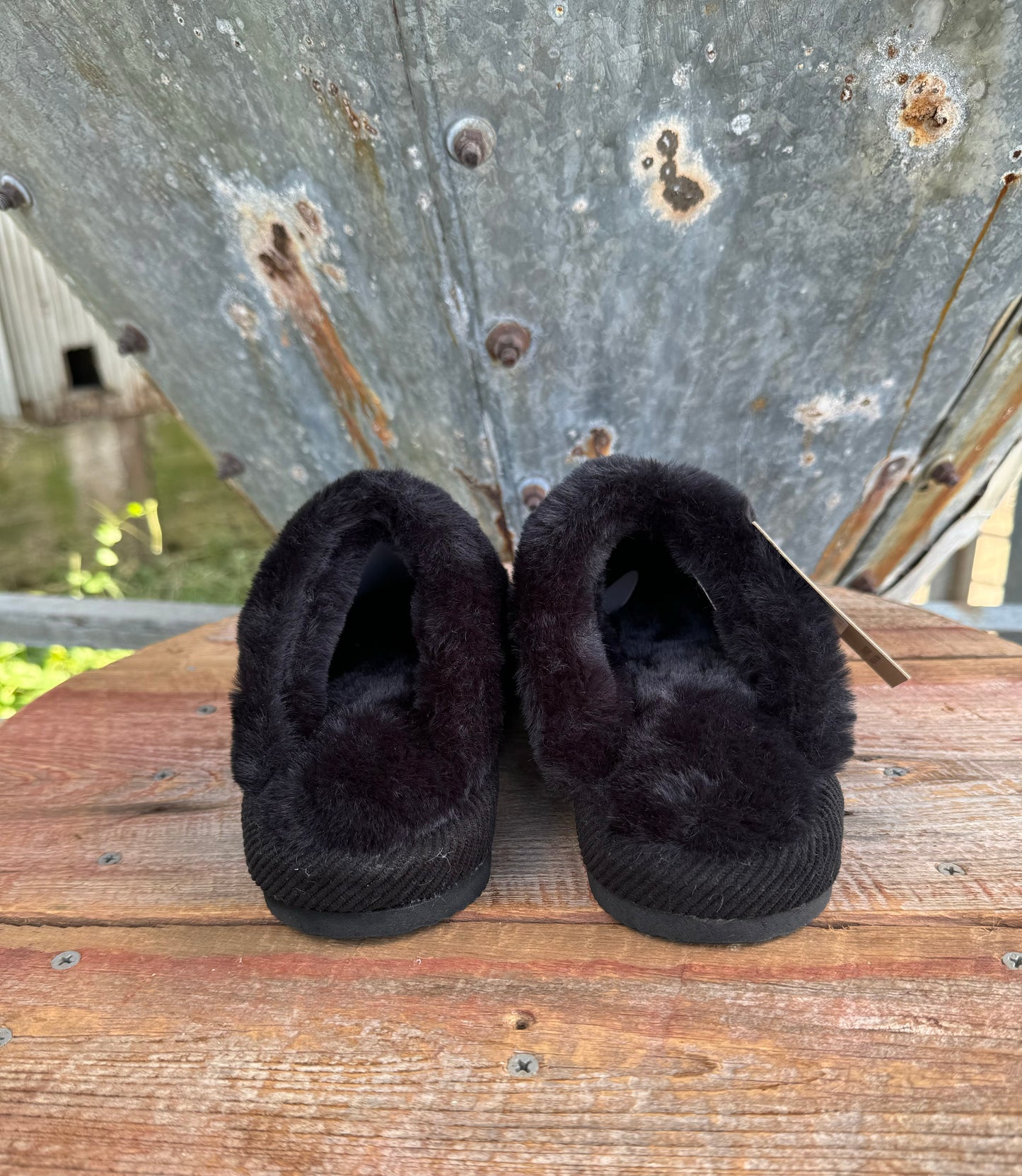 Tribal Print Black Knitted Slippers