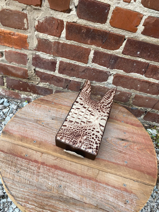 Boot Jack Embossed White Gator