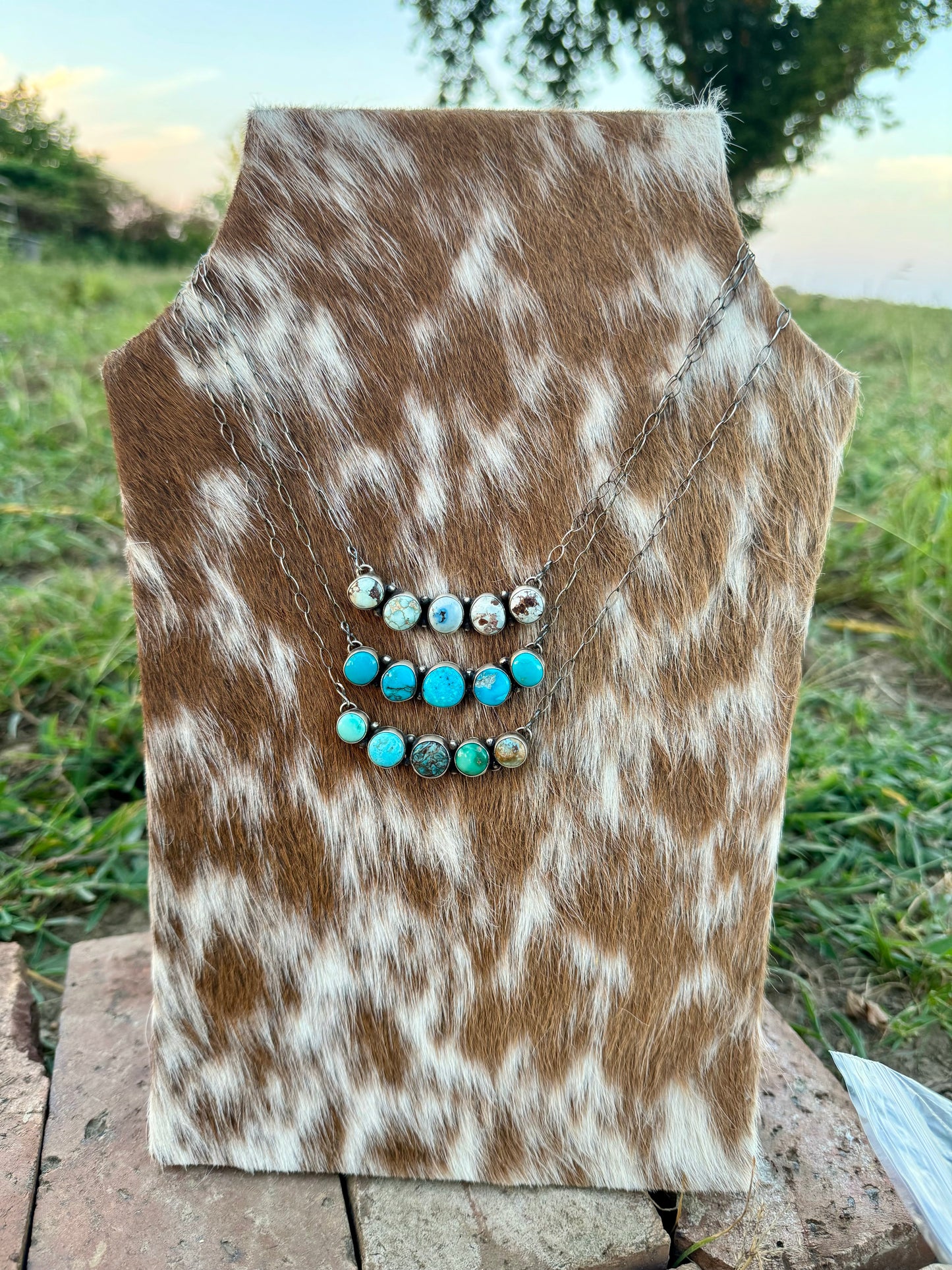 5 Stone Turquoise Bar Necklace