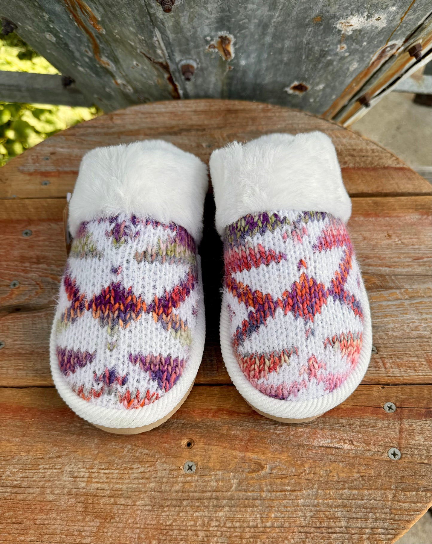 Aztec Crochet Purple Ombré Slippers