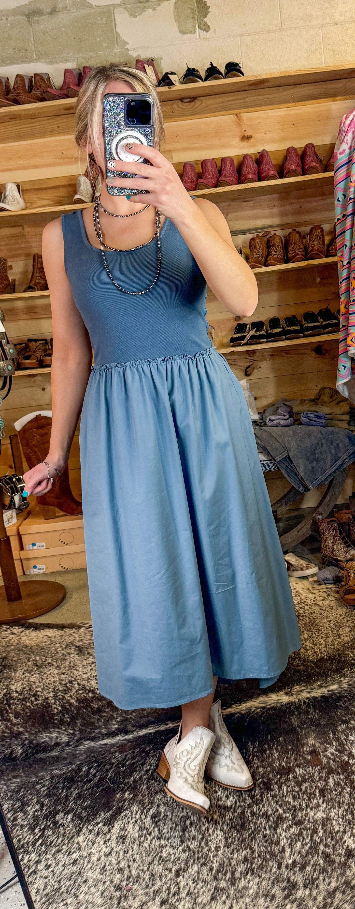 Denim Blue Parachute Maxi Dress