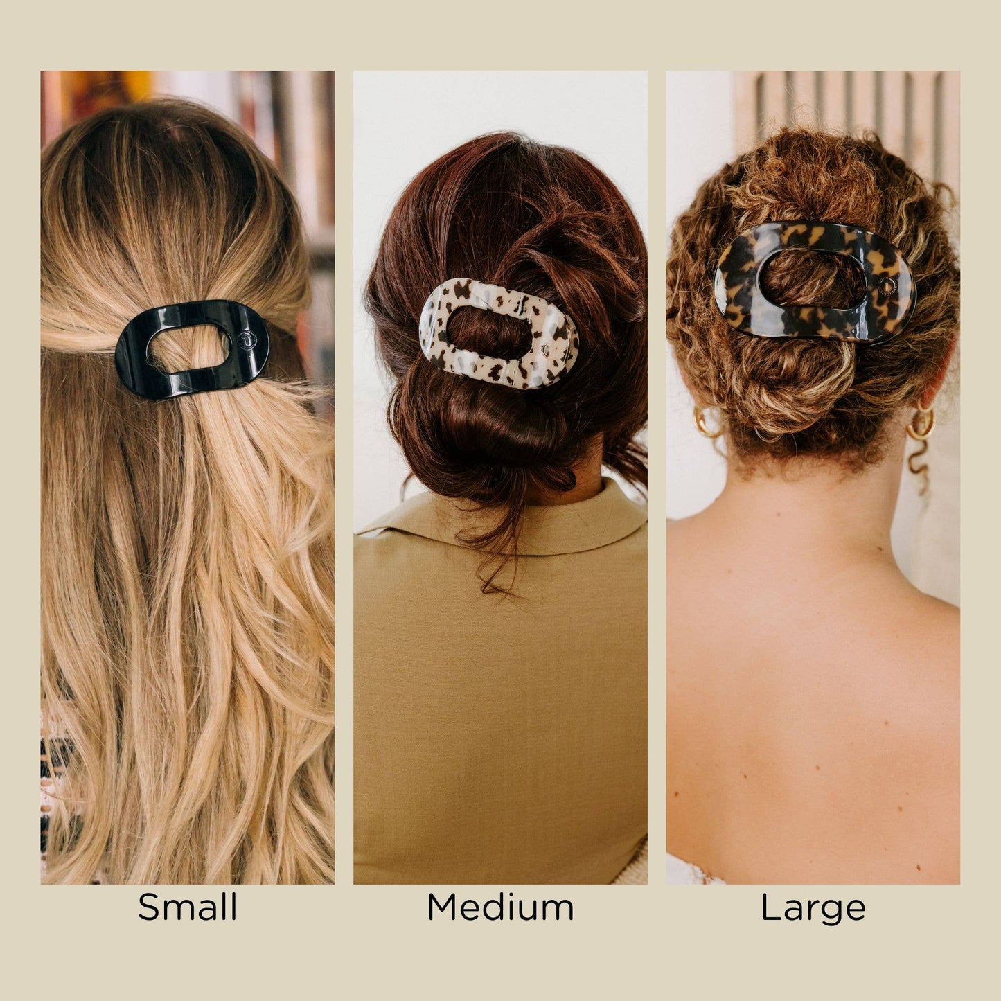 Flat Round Hair Clip | Small | Truly Taupe Quilted
