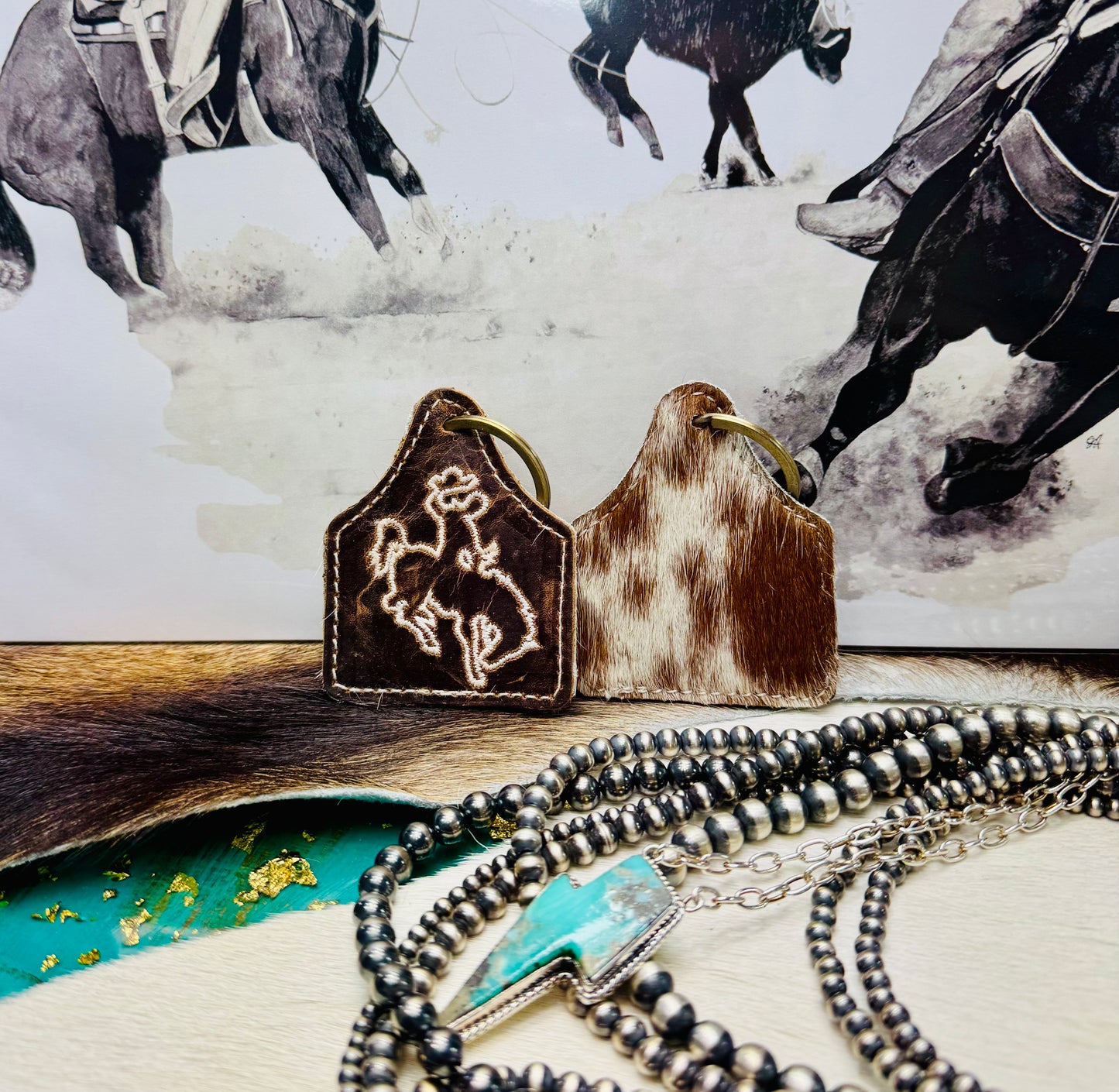 Stitched Leather Keychain