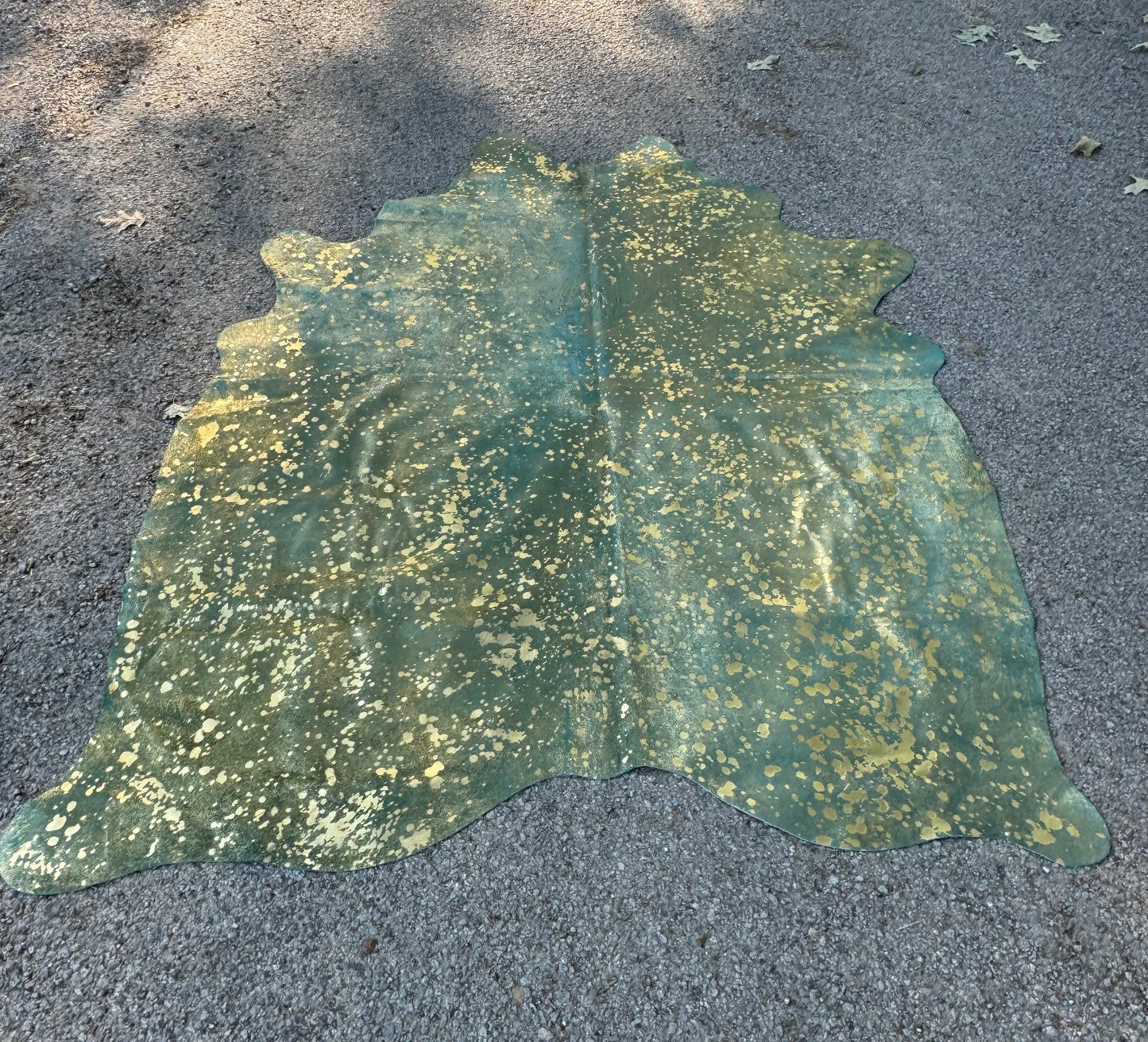 Acid Washed Gold/Turquoise Cowhide Rug