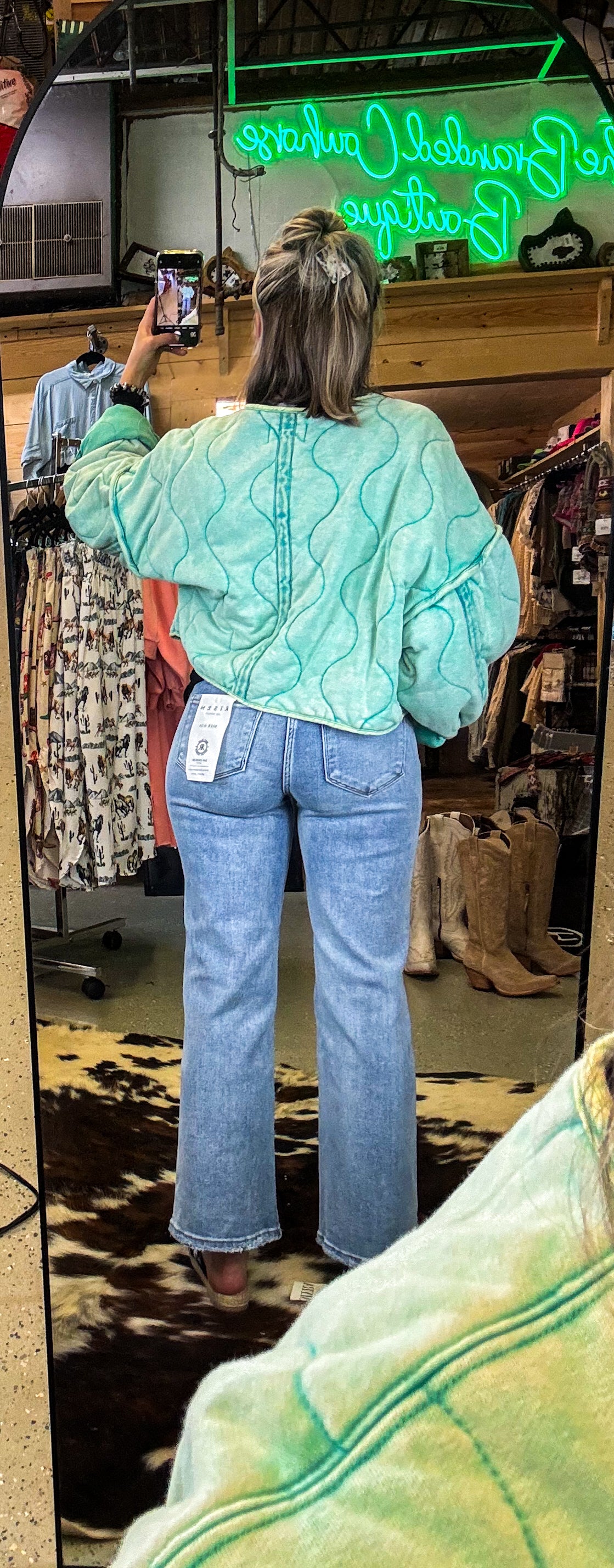 Quilted Semi-Cropped Teal Jacket
