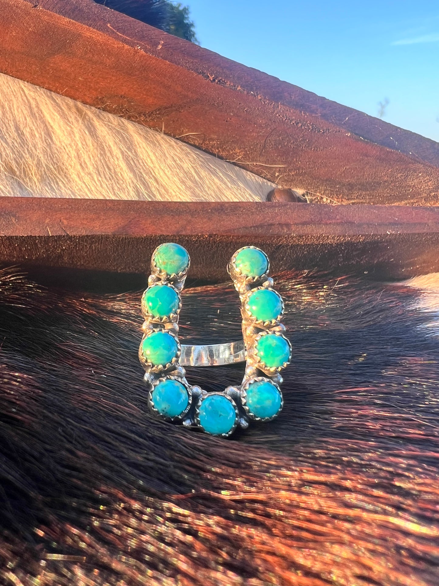 Kingman Turquoise Horseshoe Ring