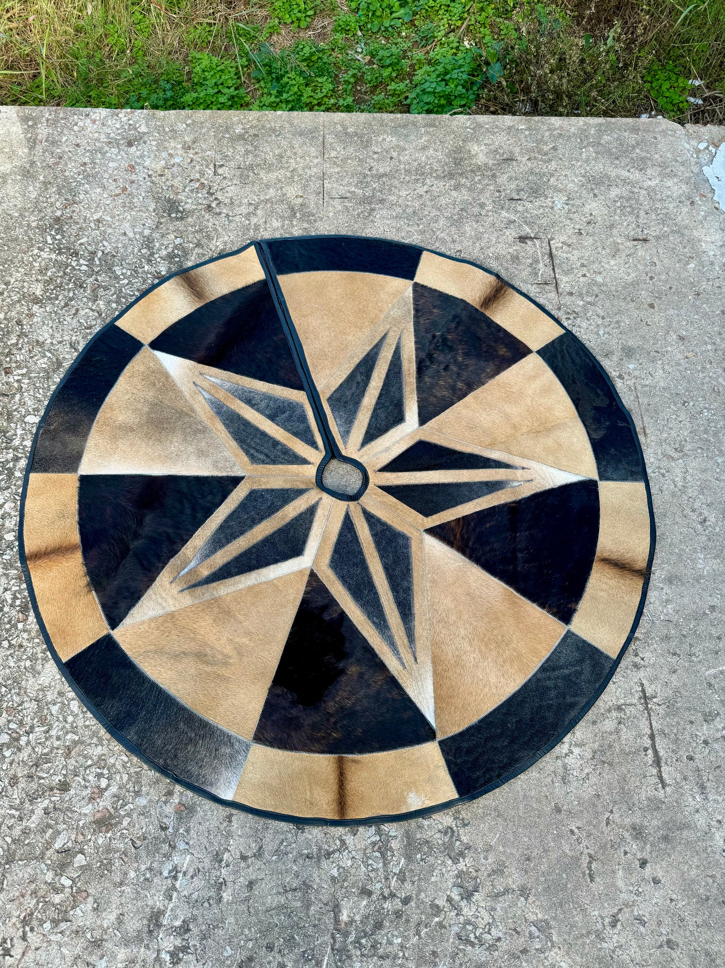 5 Foot Star Cowhide Christmas Tree Skirt