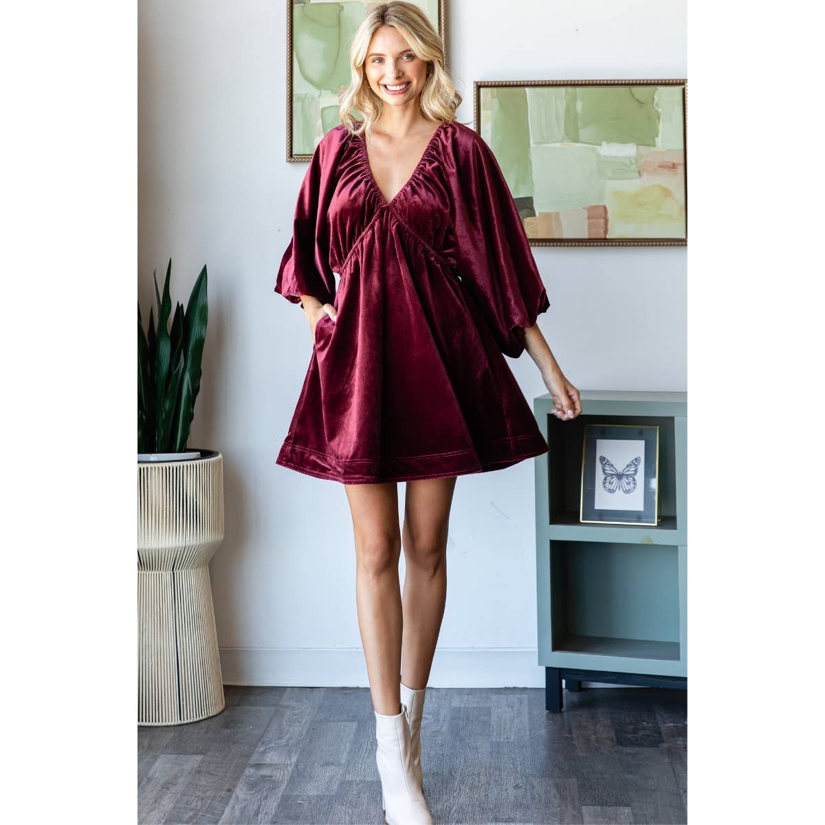 The Velvet Saloon Puff Sleeve Dress