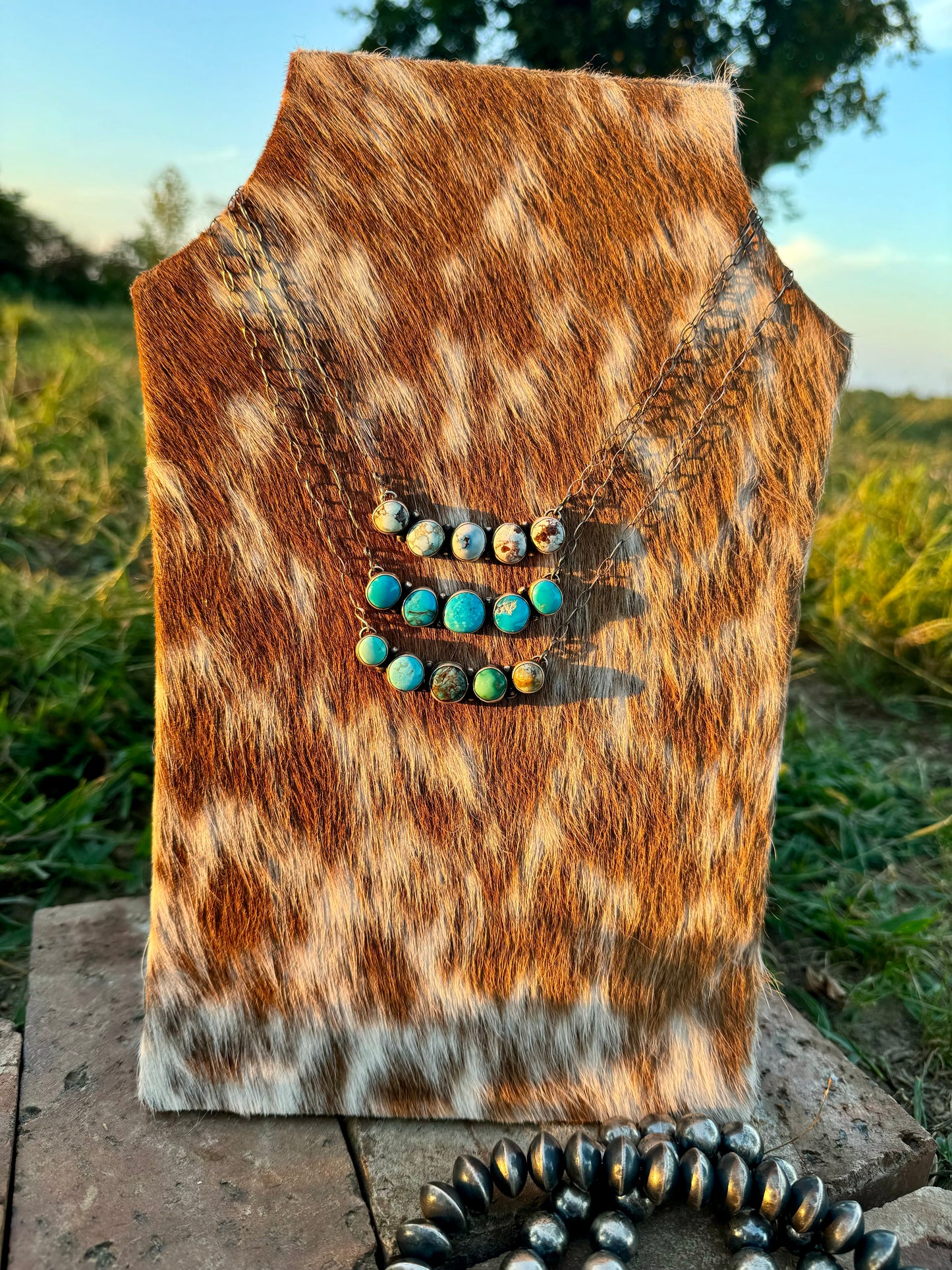 5 Stone Turquoise Bar Necklace