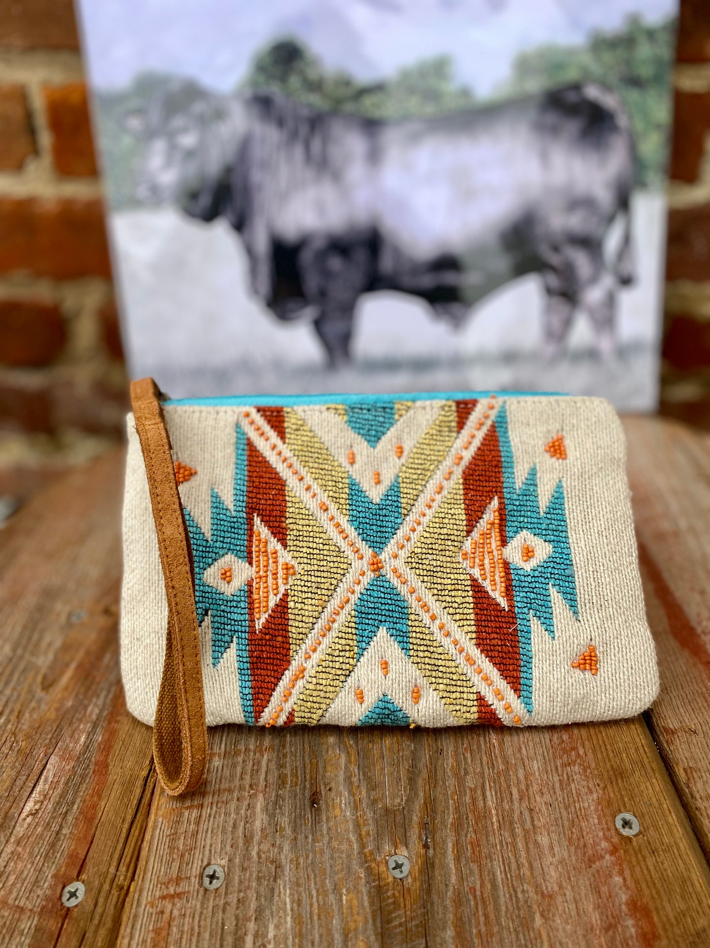 Aztec Beaded Zipper Pouch