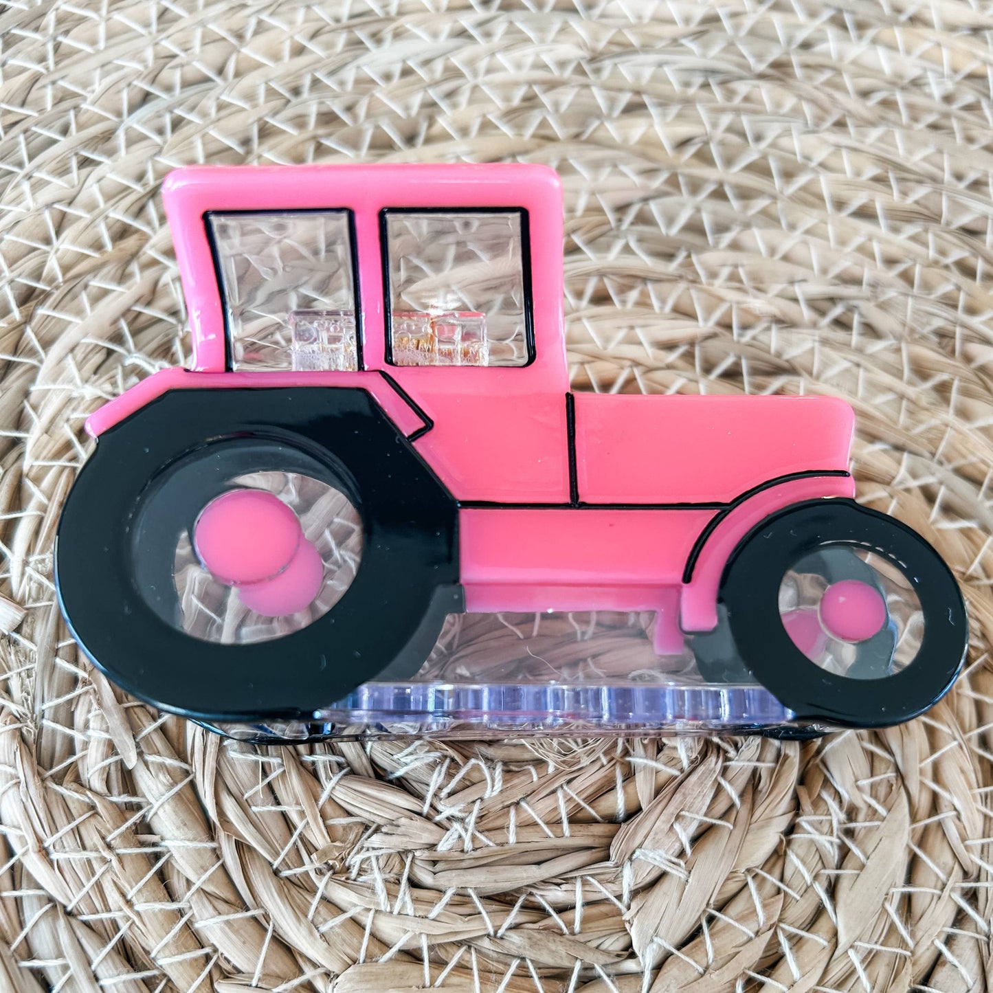 Pink Tractor Hair Claw Clip