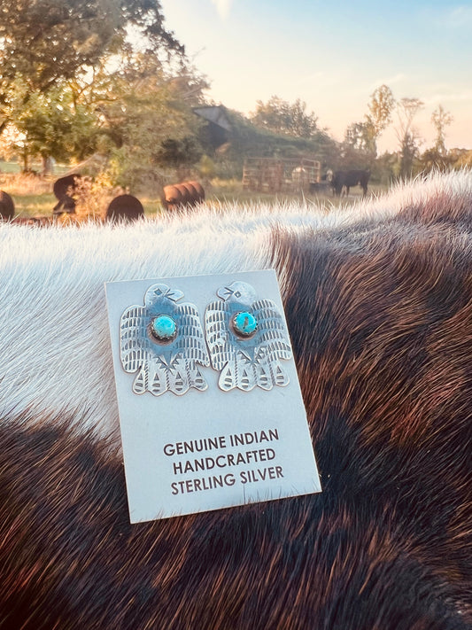 Thunderbird Kingman Turquoise Stud Earrings