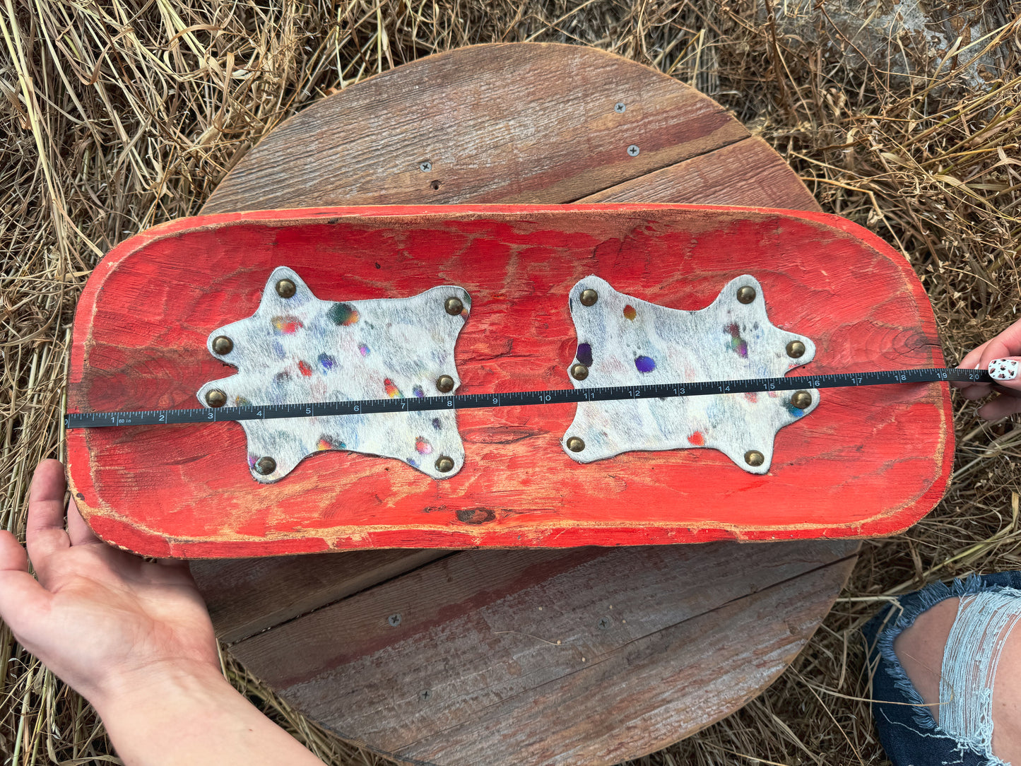 Vintage Red Hide-on Dough Bowl