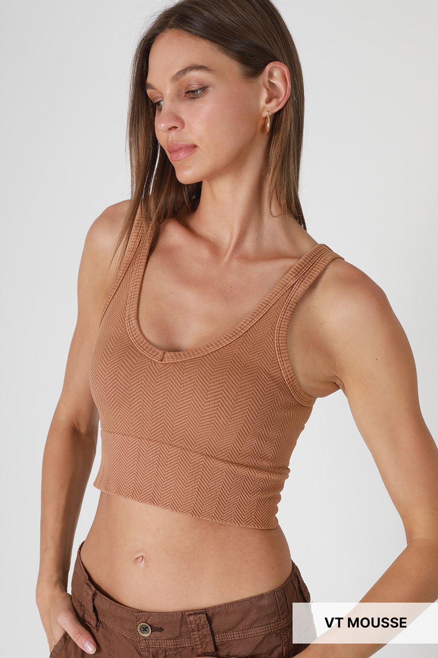 Nikibiki Vintage Reversible Herringbone Crop Top