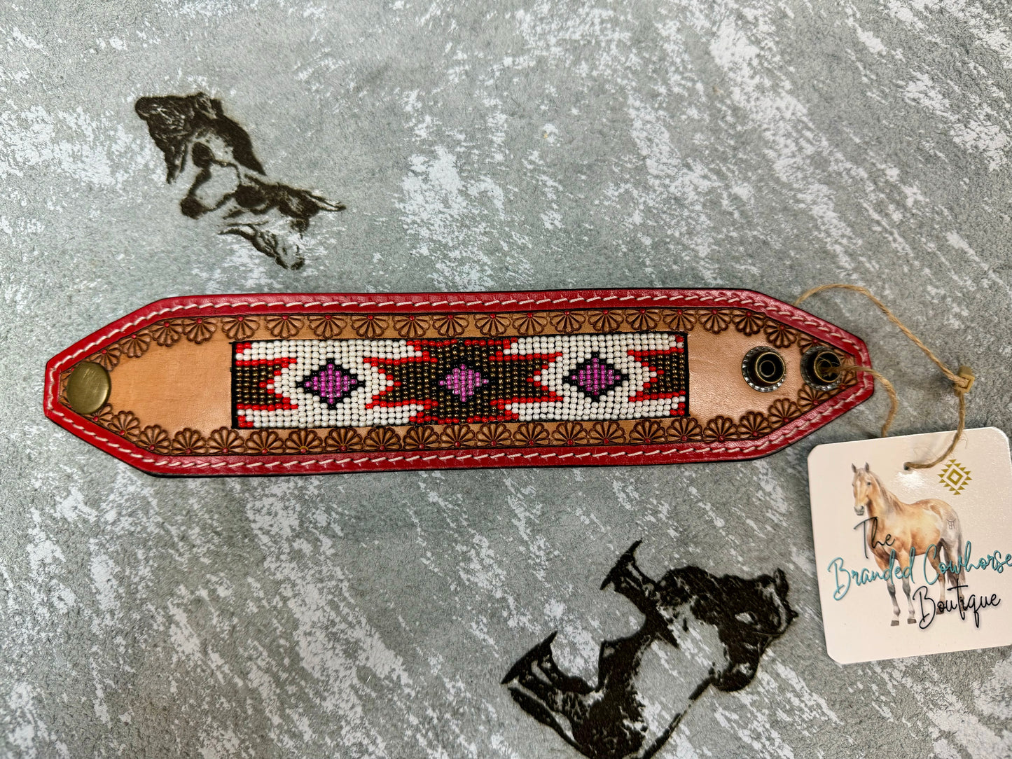 The Red Accent Beaded Cuff