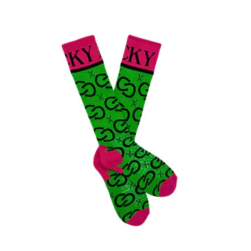 HIGH MAINTENANCE COWGIRL KELLY GREEN/PINK PERFORMANCE SOCKS