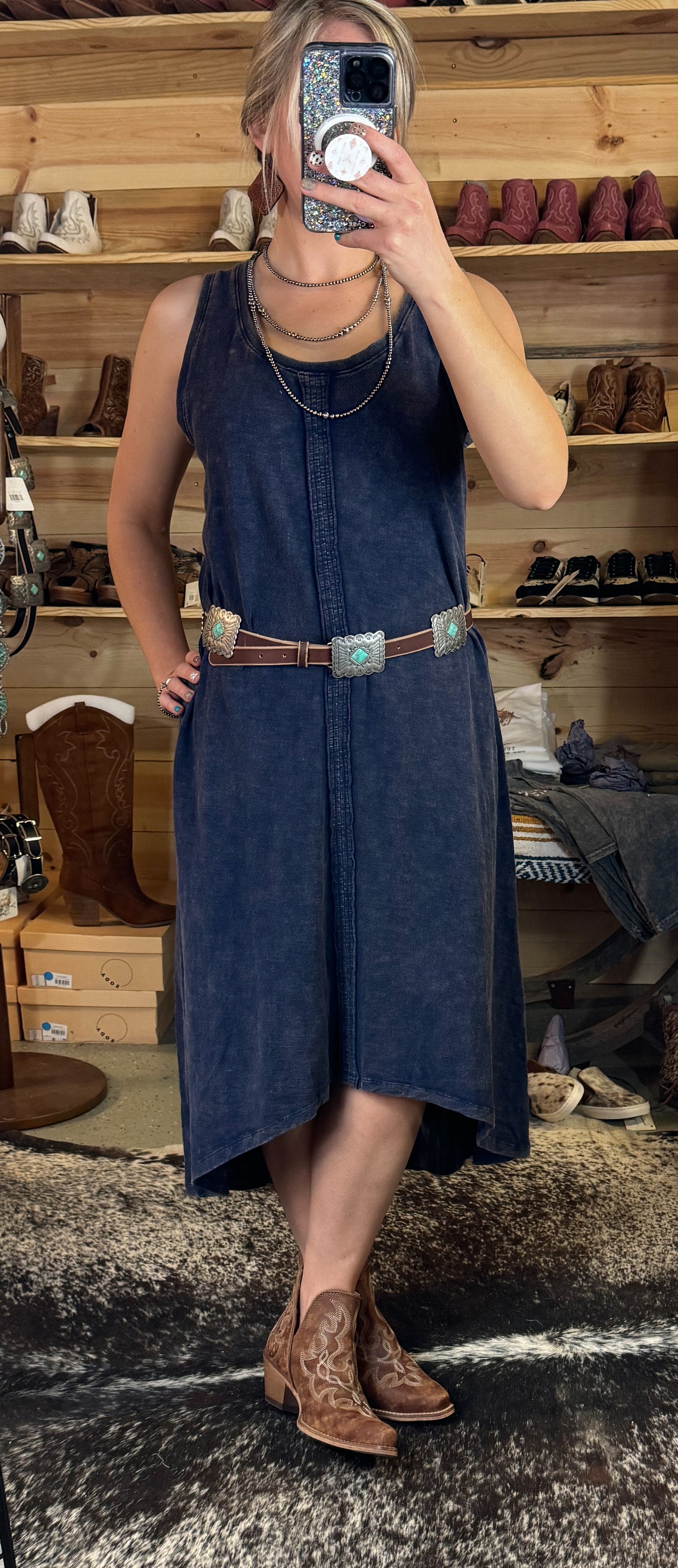 Navy Hi-low Classy Dress