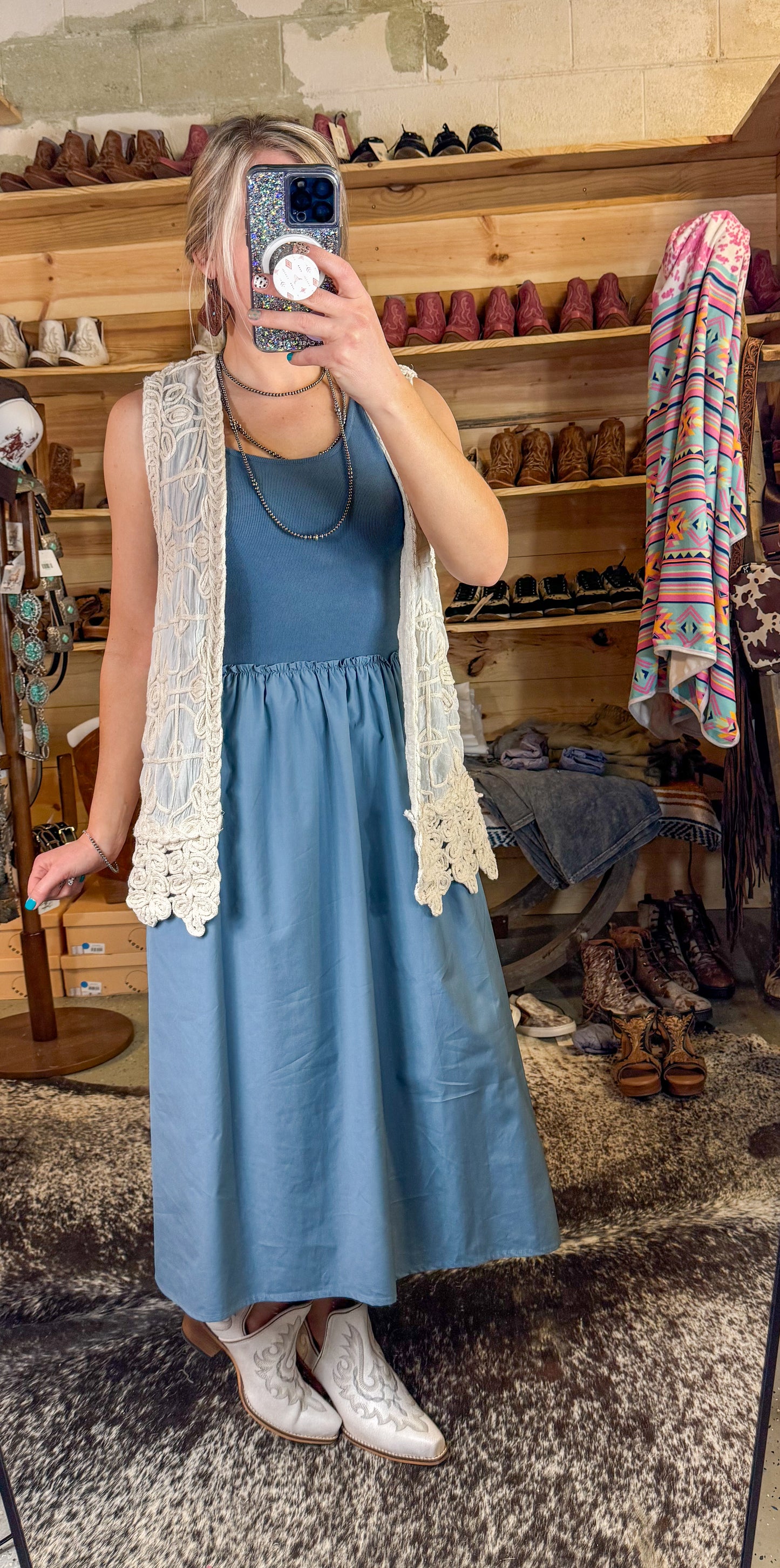 Denim Blue Parachute Maxi Dress