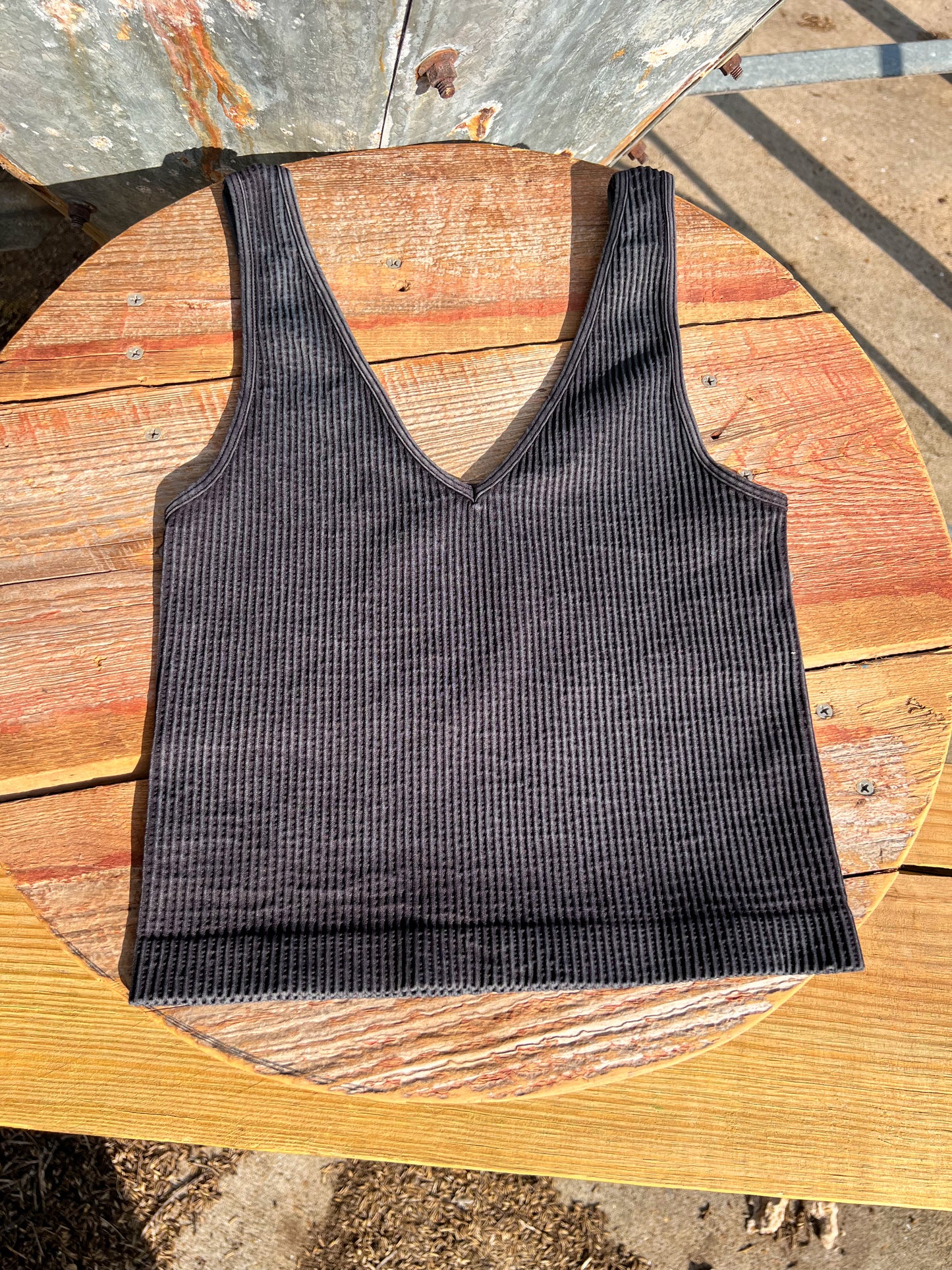 Vintage Reversible Scoop/V-Neck Crop Top