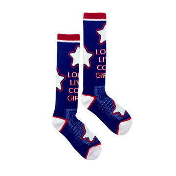 LONG LIVE COWGIRLS RED/BLUE PERFORMANCE SOCKS