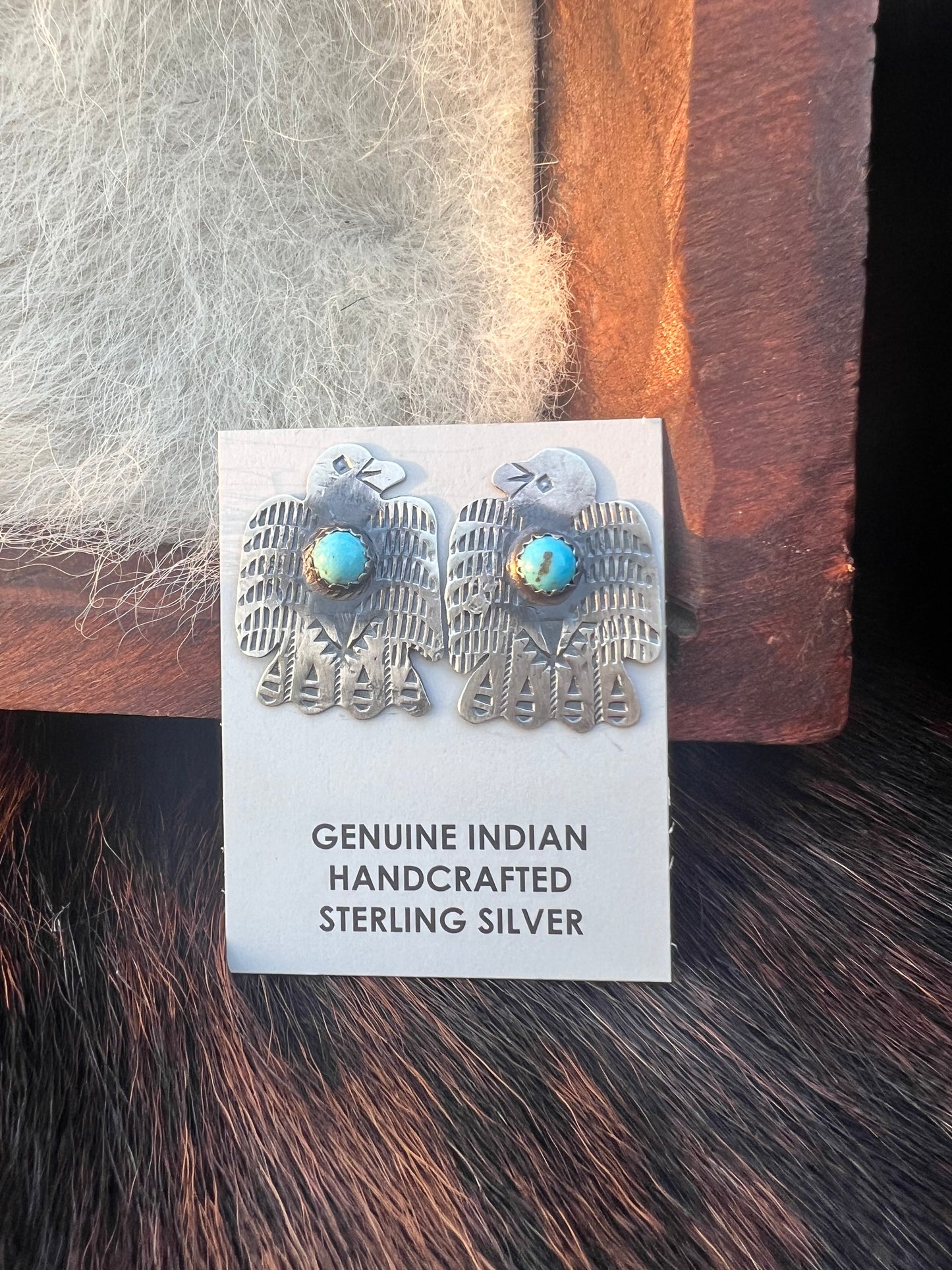 Thunderbird Kingman Turquoise Stud Earrings