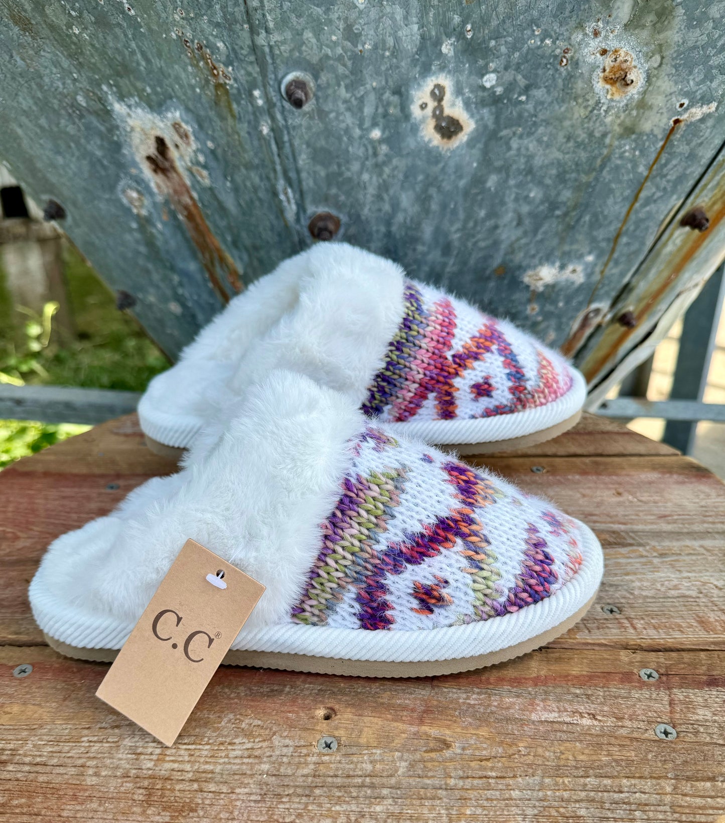 Aztec Crochet Purple Ombré Slippers