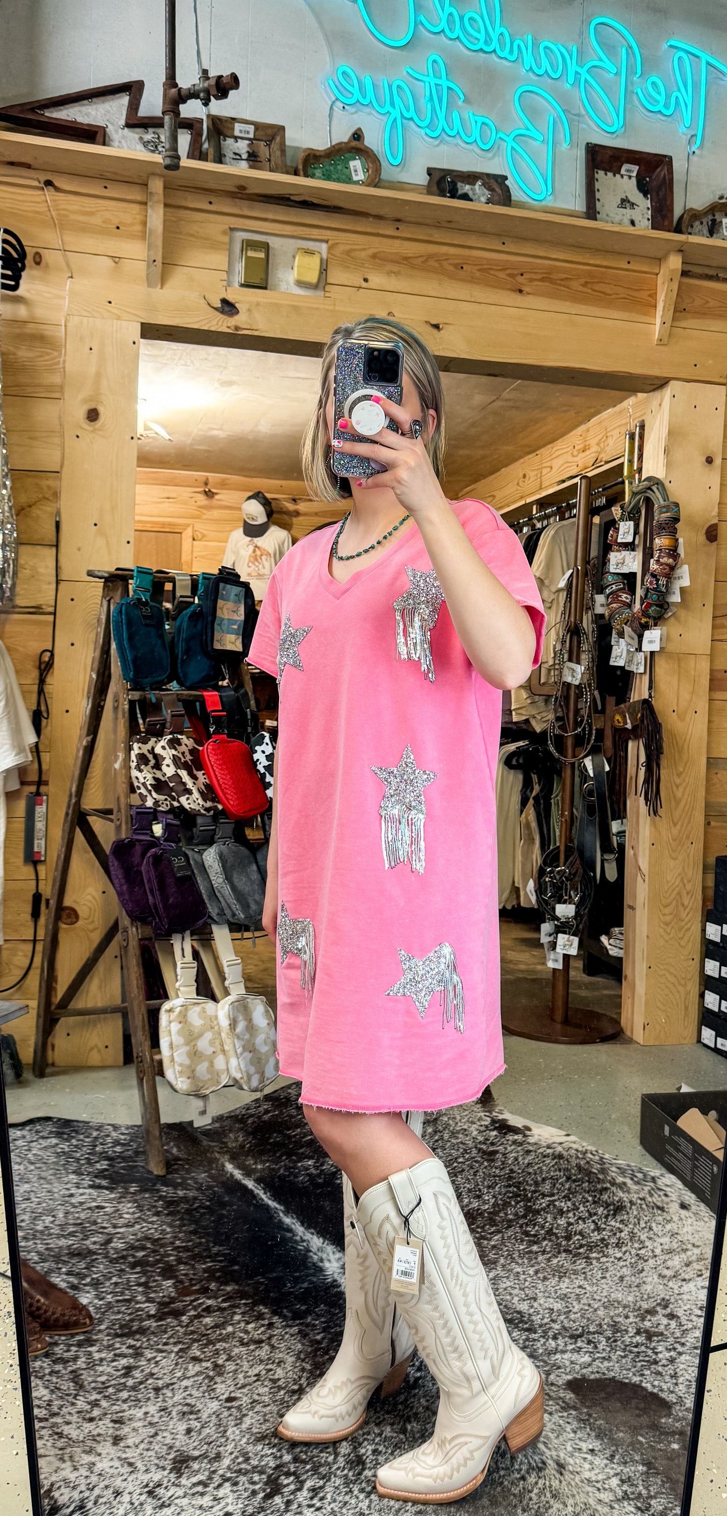 Pink Star Fringed Dress