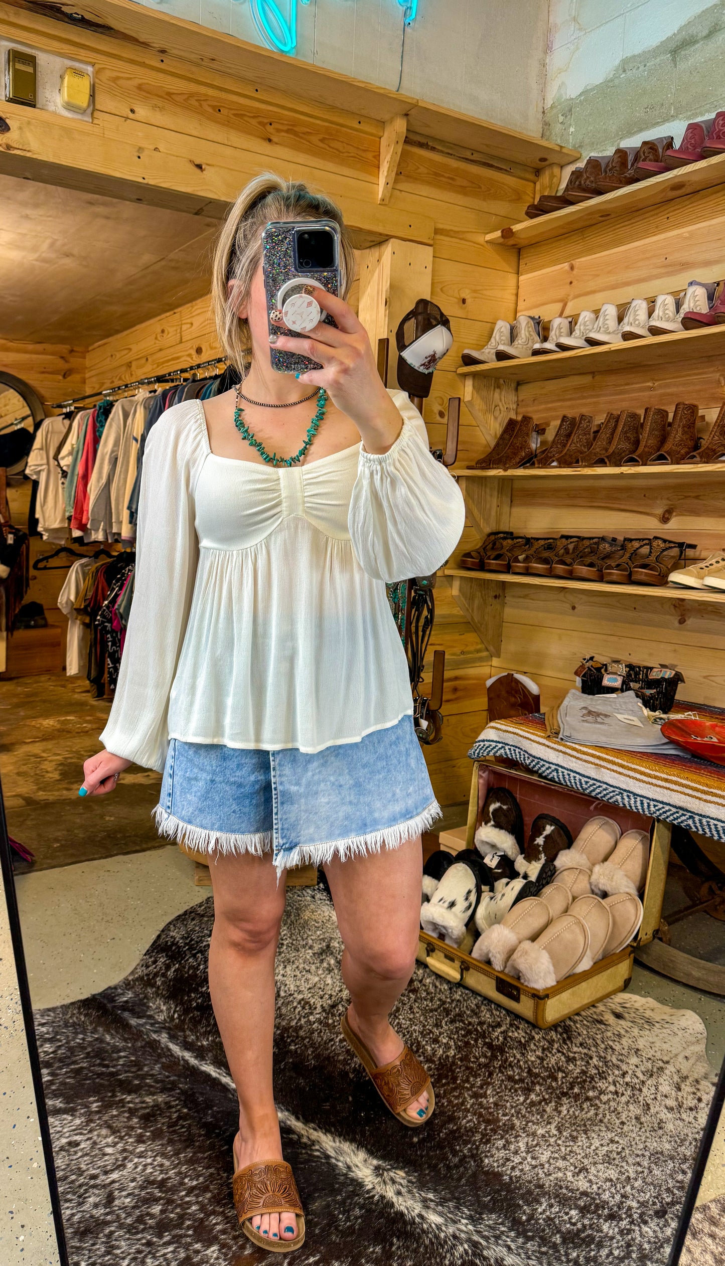 Silvana White Balloon Sleeve Top