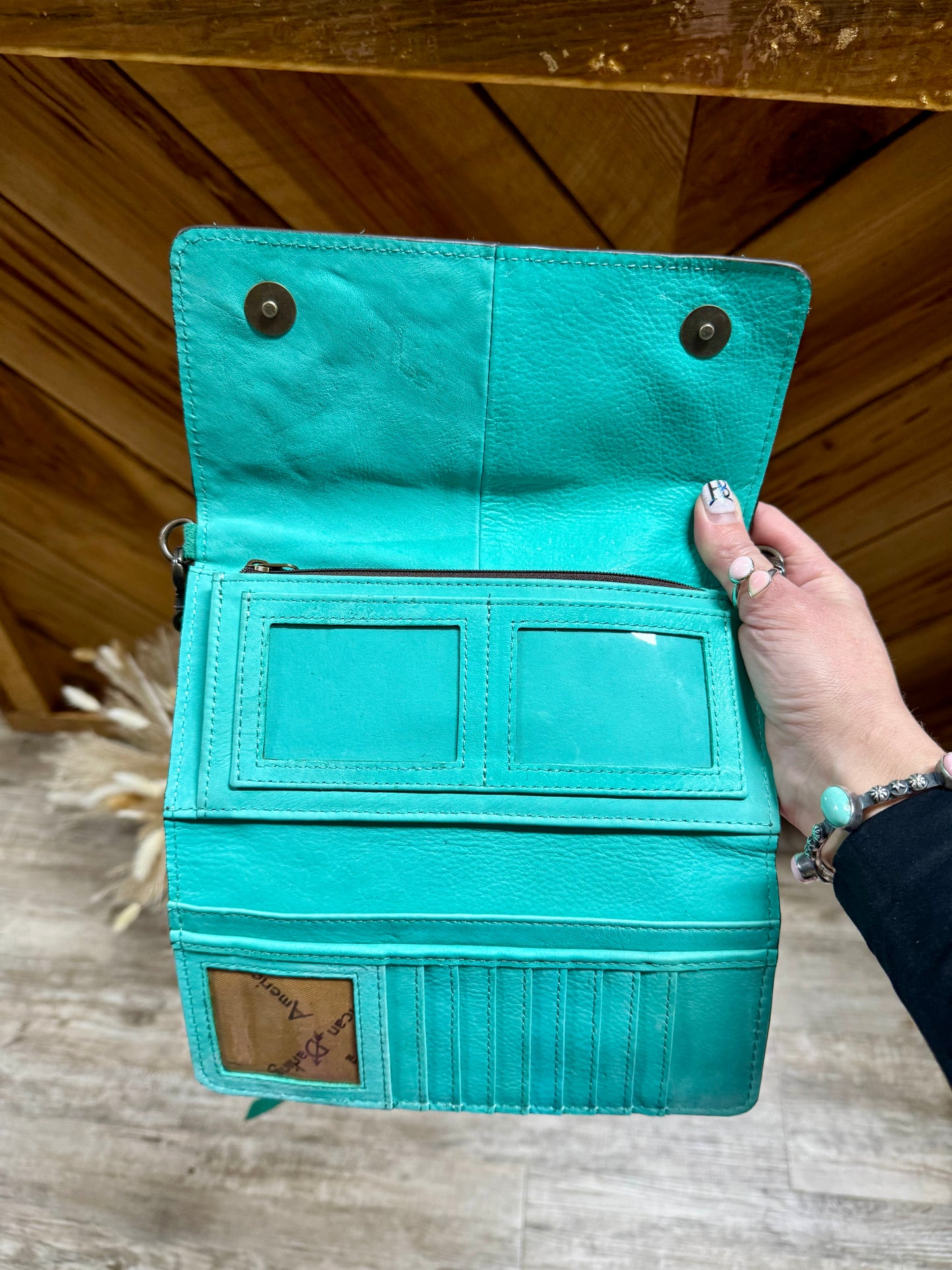 Suede Boot Stitch Crossbody Wallet