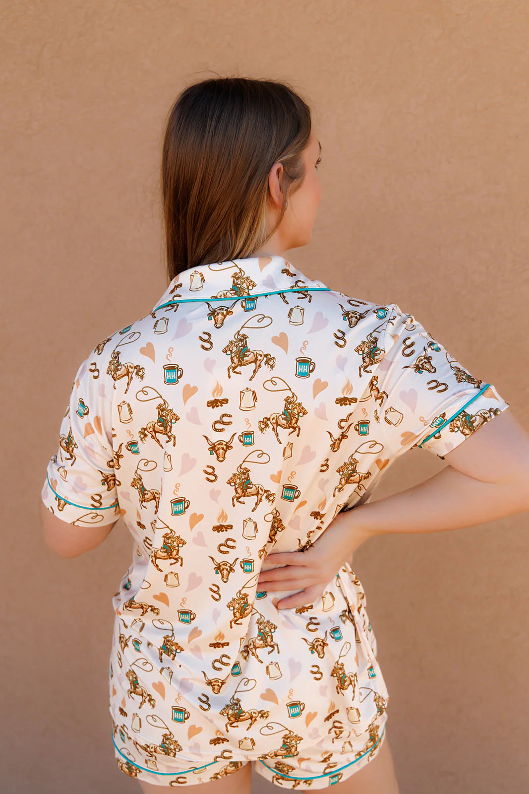 Coffee Cowgirl Pajama Shorts Set